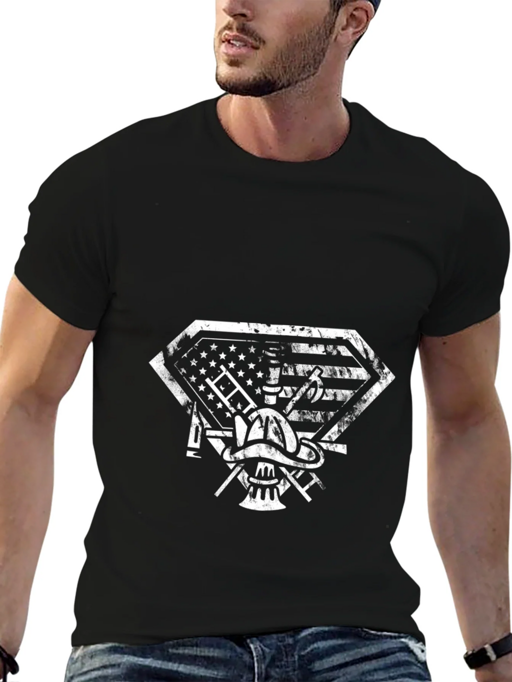 Firefighter Shield Graphic T-Shirt - Black