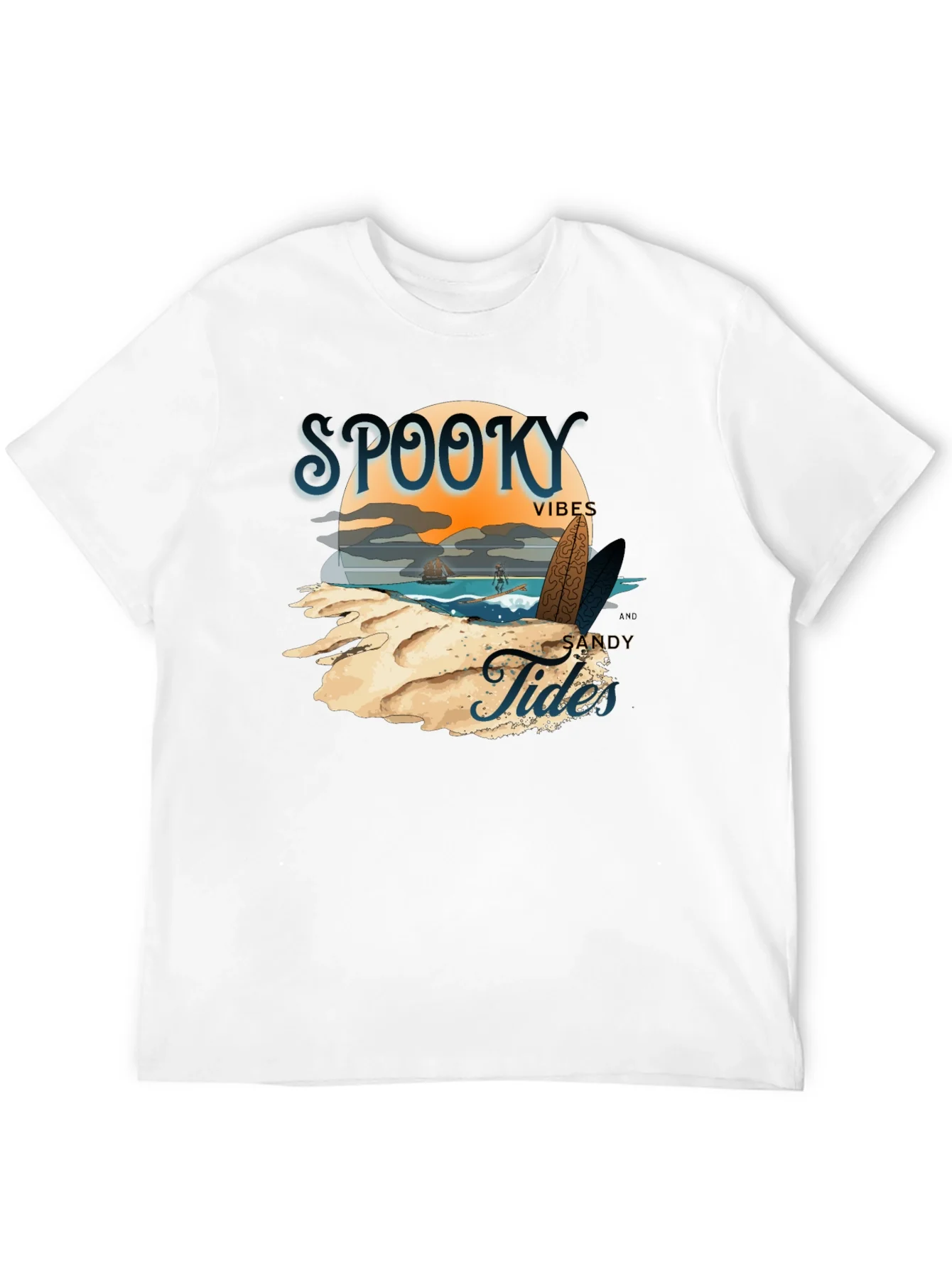 Spooky Vibes Sandy Tides Graphic T-Shirt