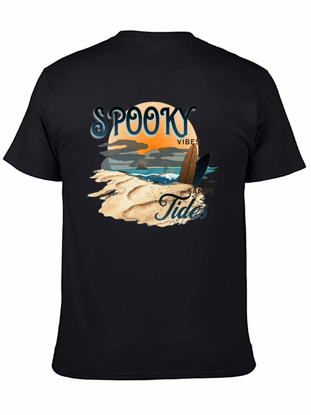 Spooky Vibes Sandy Tides Graphic T-Shirt