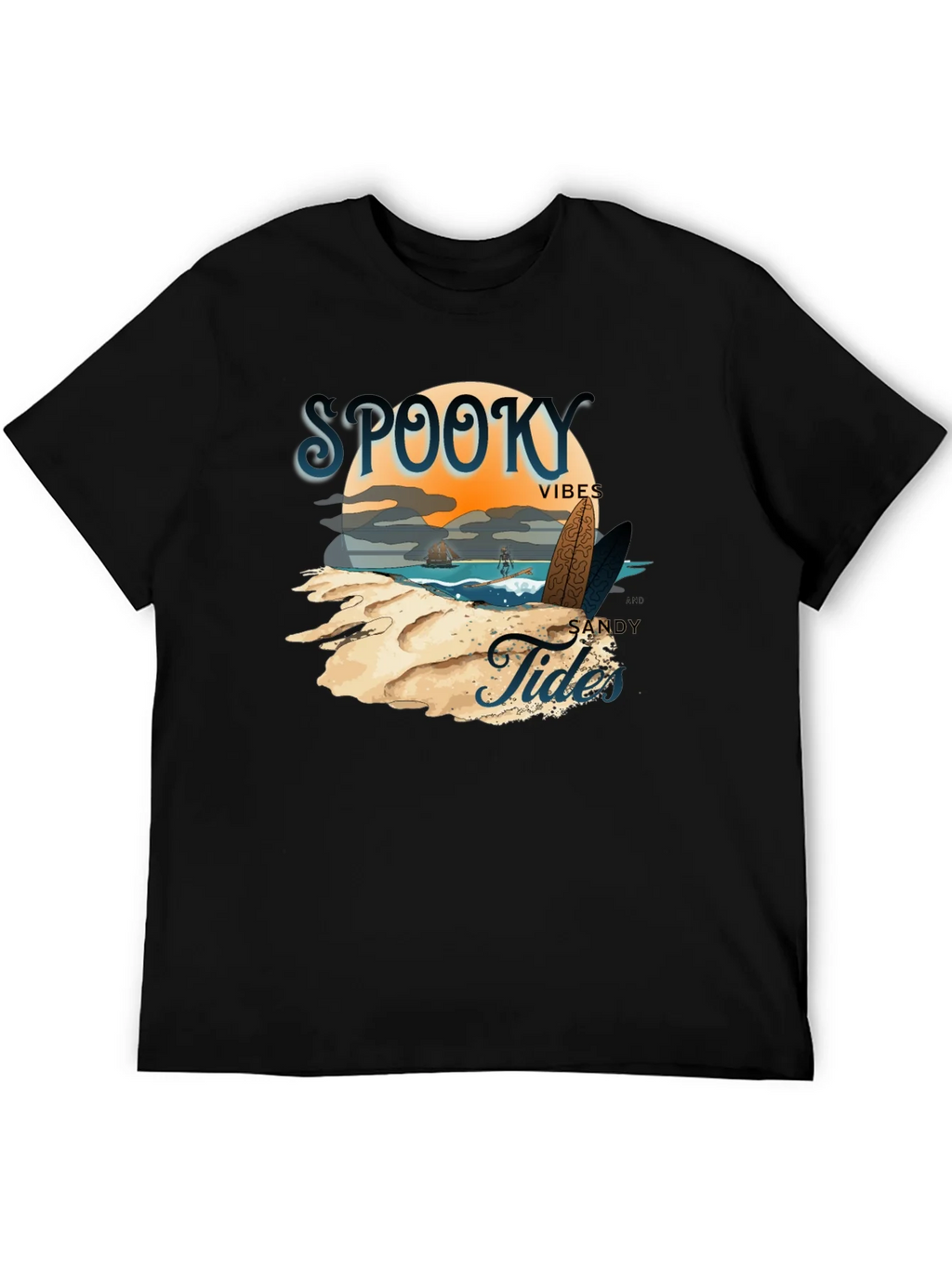 Spooky Vibes Sandy Tides Graphic T-Shirt