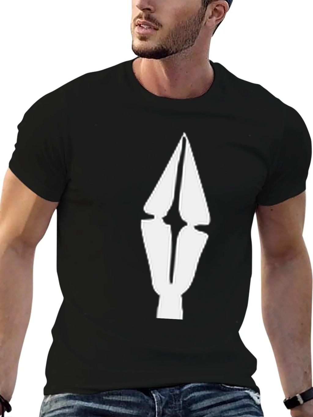 Abstract Arrow Graphic Tee - Black Cotton Comfort
