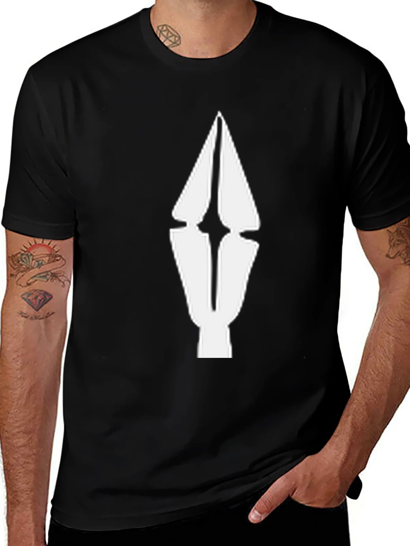 Abstract Arrow Graphic Tee - Black Cotton Comfort
