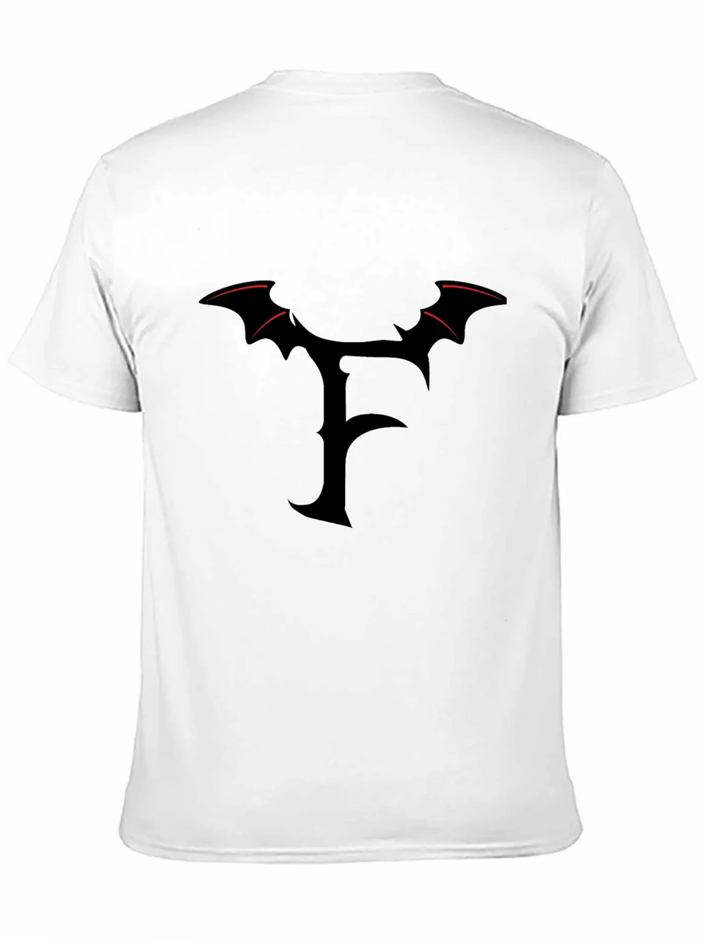Mens Black T-Shirt with Gothic F Bat Wing Design