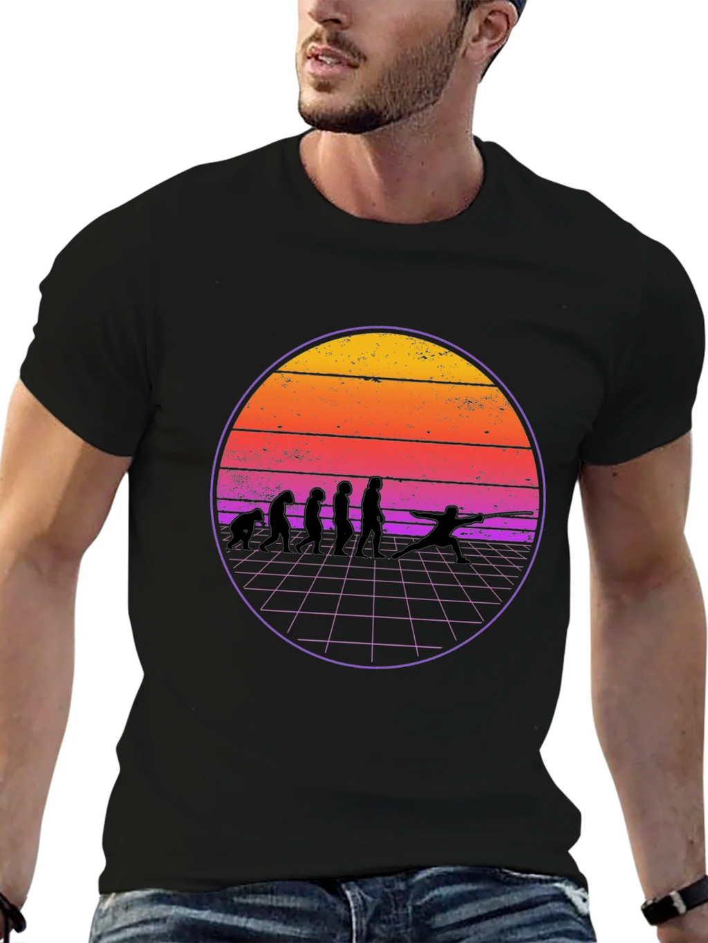Fencing Evolution Retro Sunset T-Shirt