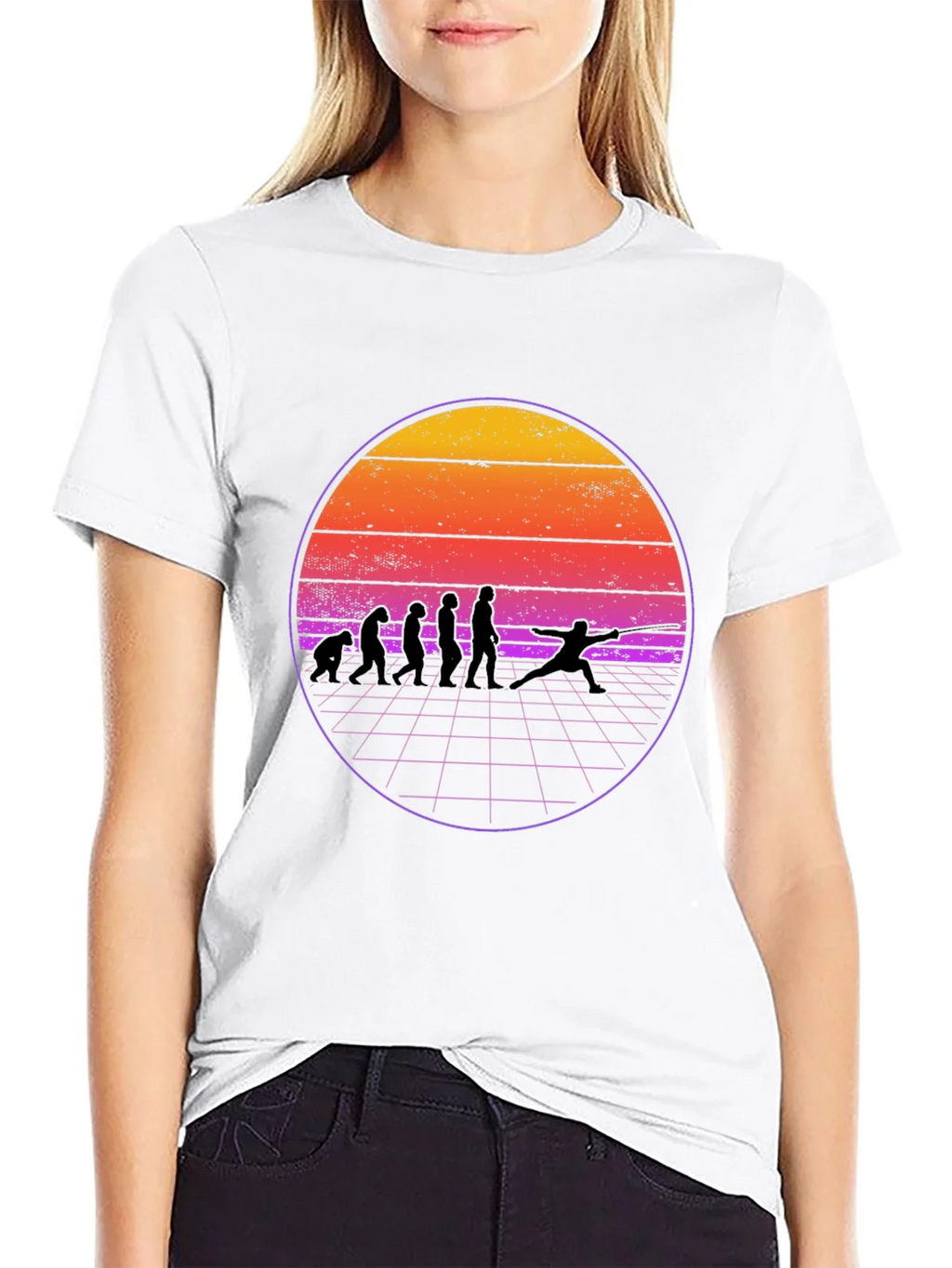 Fencing Evolution Retro Sunset T-Shirt