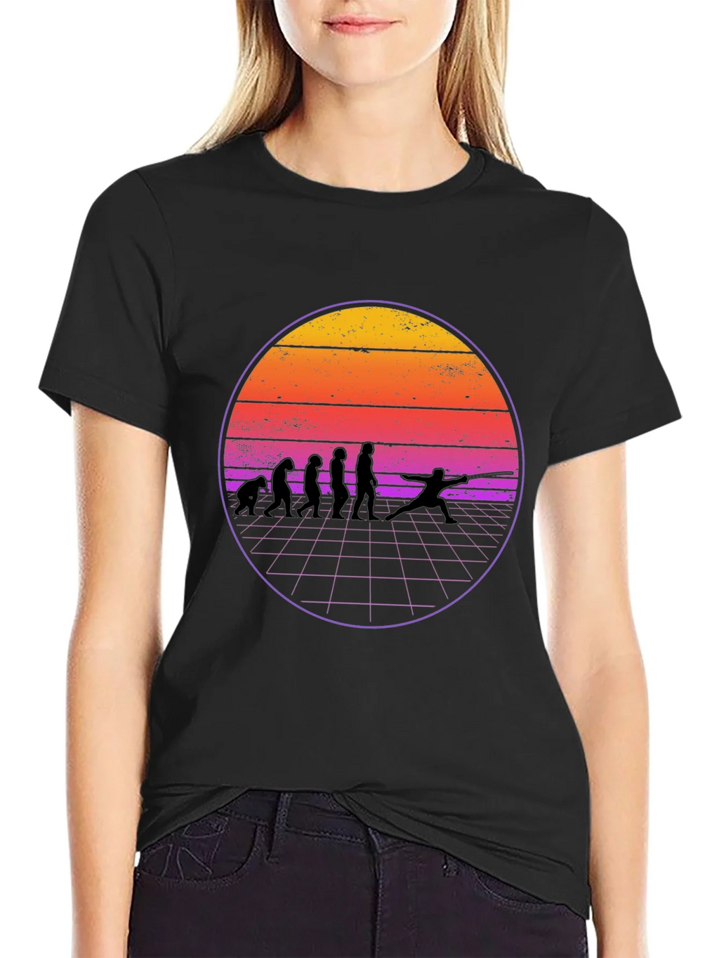 Fencing Evolution Retro Sunset T-Shirt