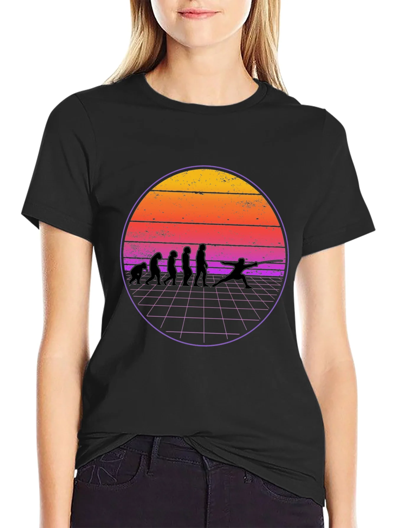 Fencing Evolution Retro Sunset T-Shirt