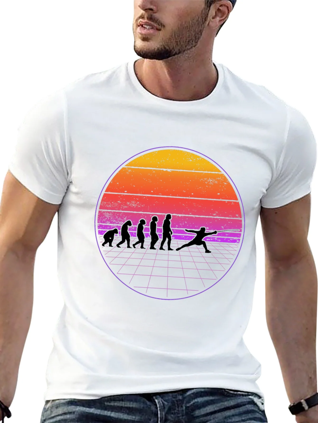 Fencing Evolution Retro Sunset T-Shirt