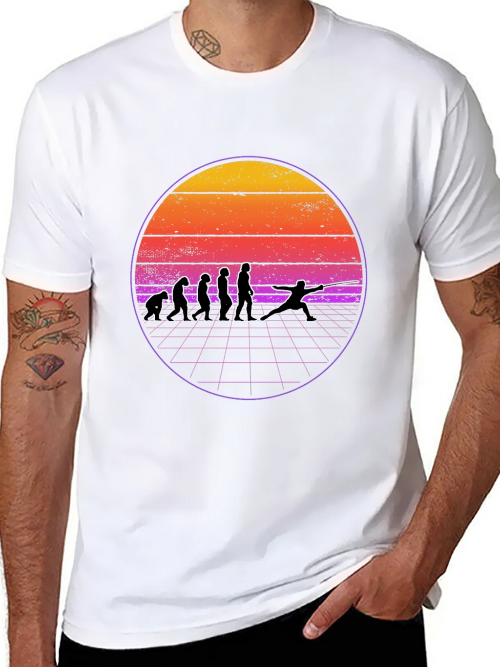 Fencing Evolution Retro Sunset T-Shirt