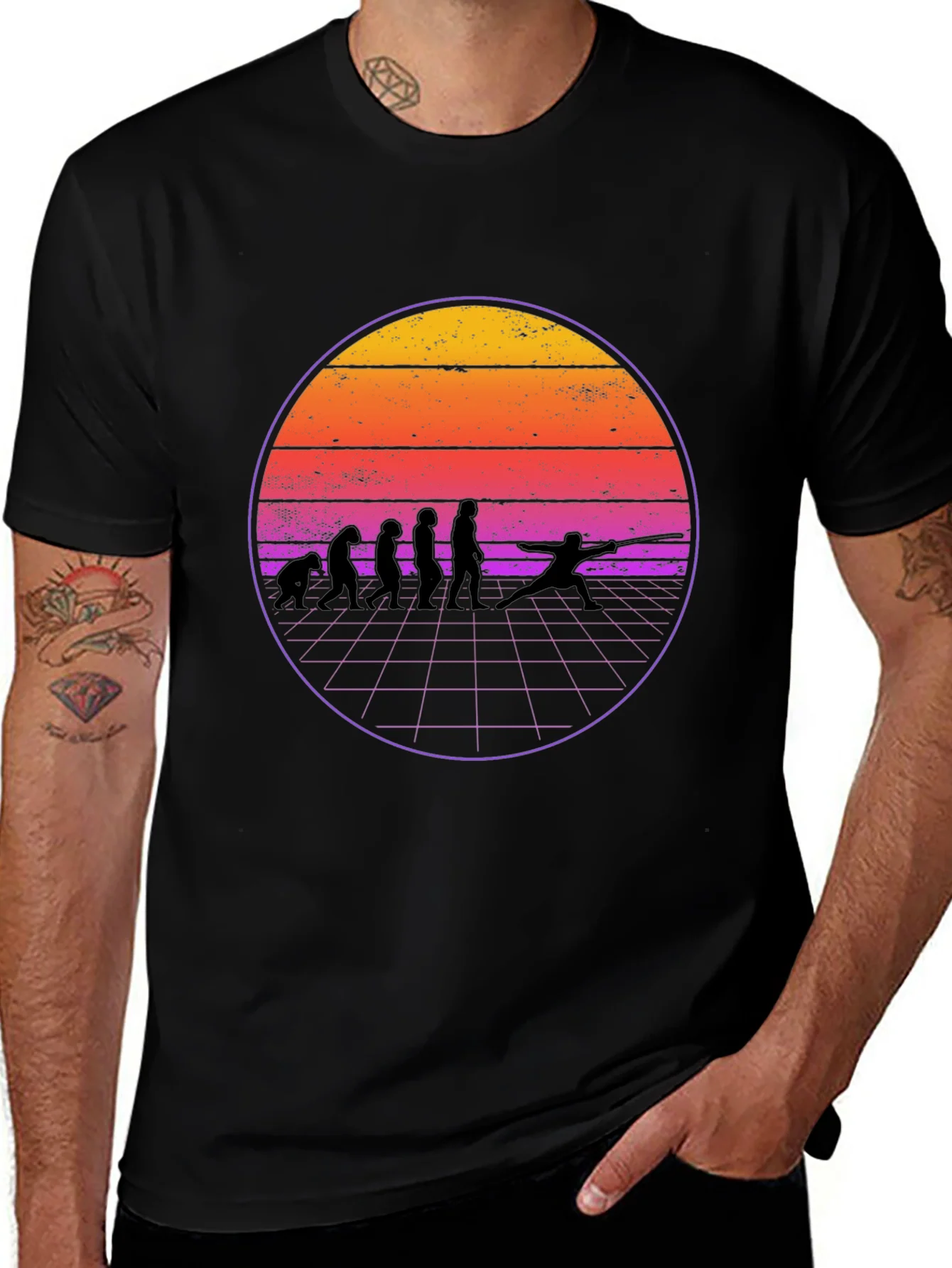 Fencing Evolution Retro Sunset T-Shirt