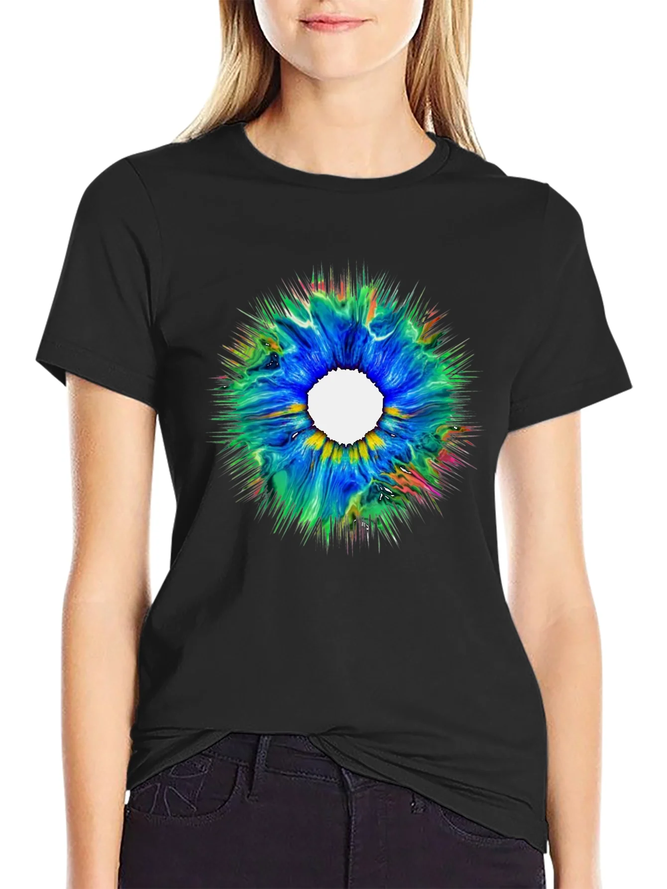 Abstract Burst Graphic Black T-Shirt