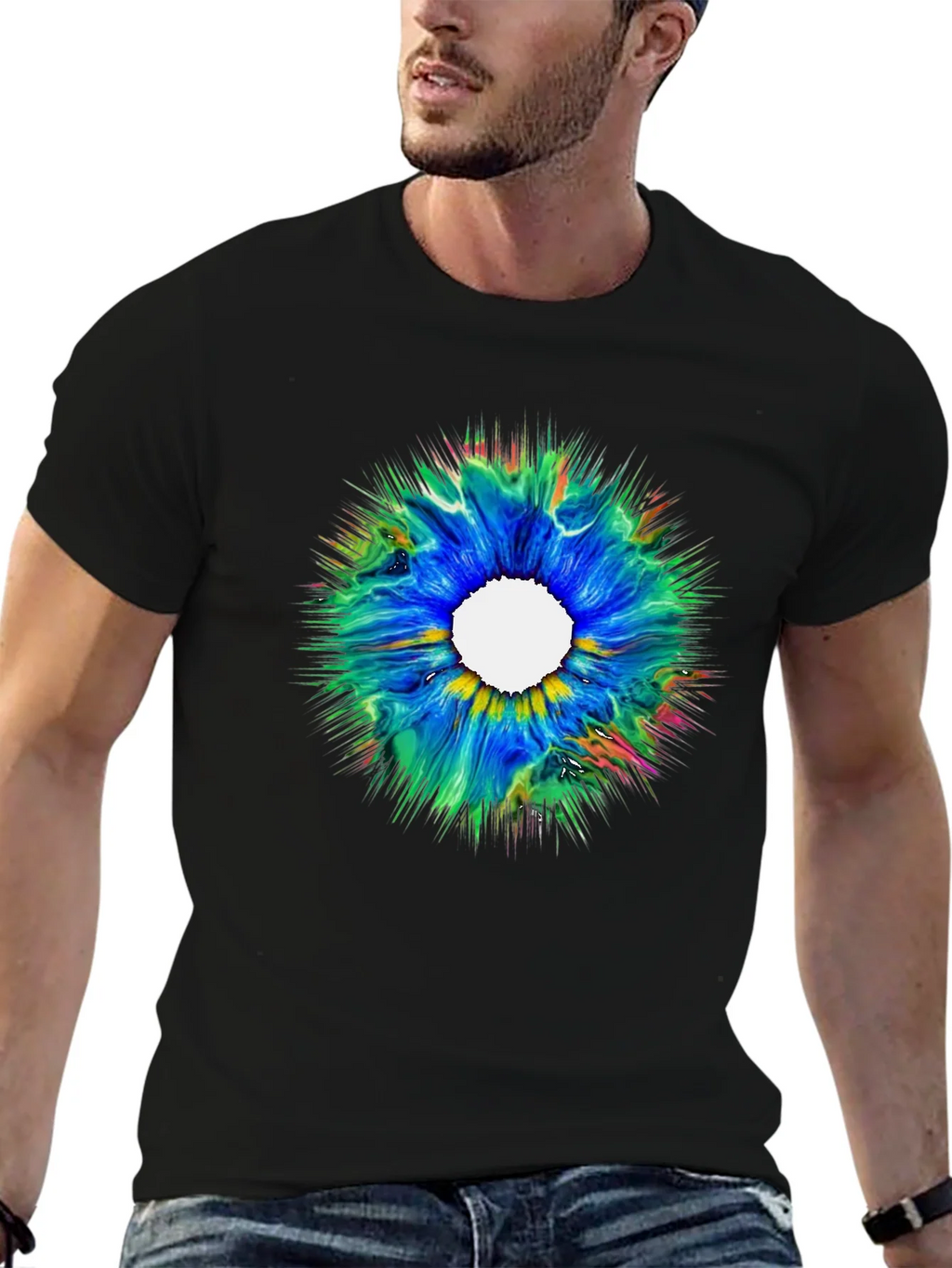 Abstract Burst Graphic Black T-Shirt