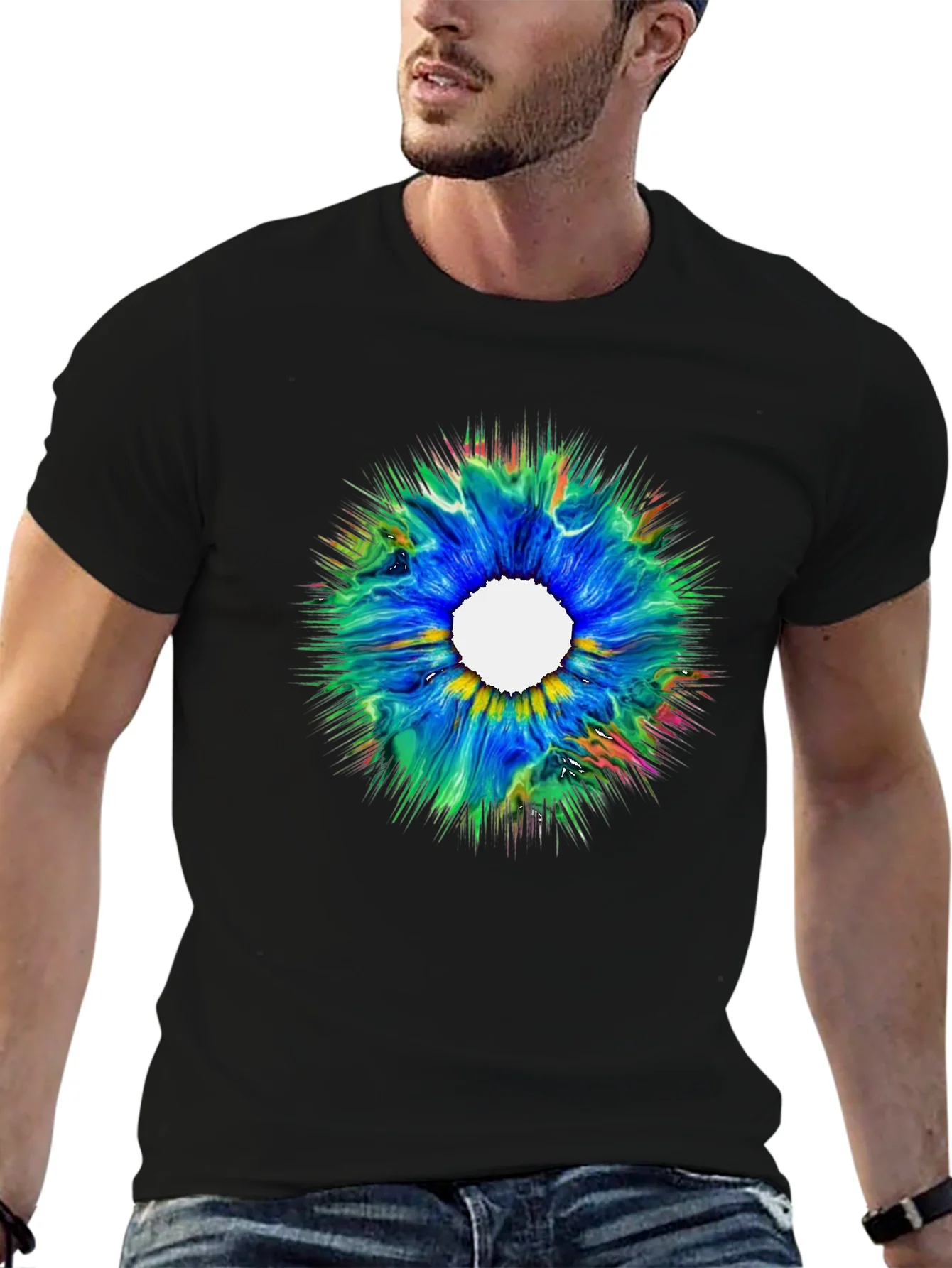Abstract Burst Graphic Black T-Shirt