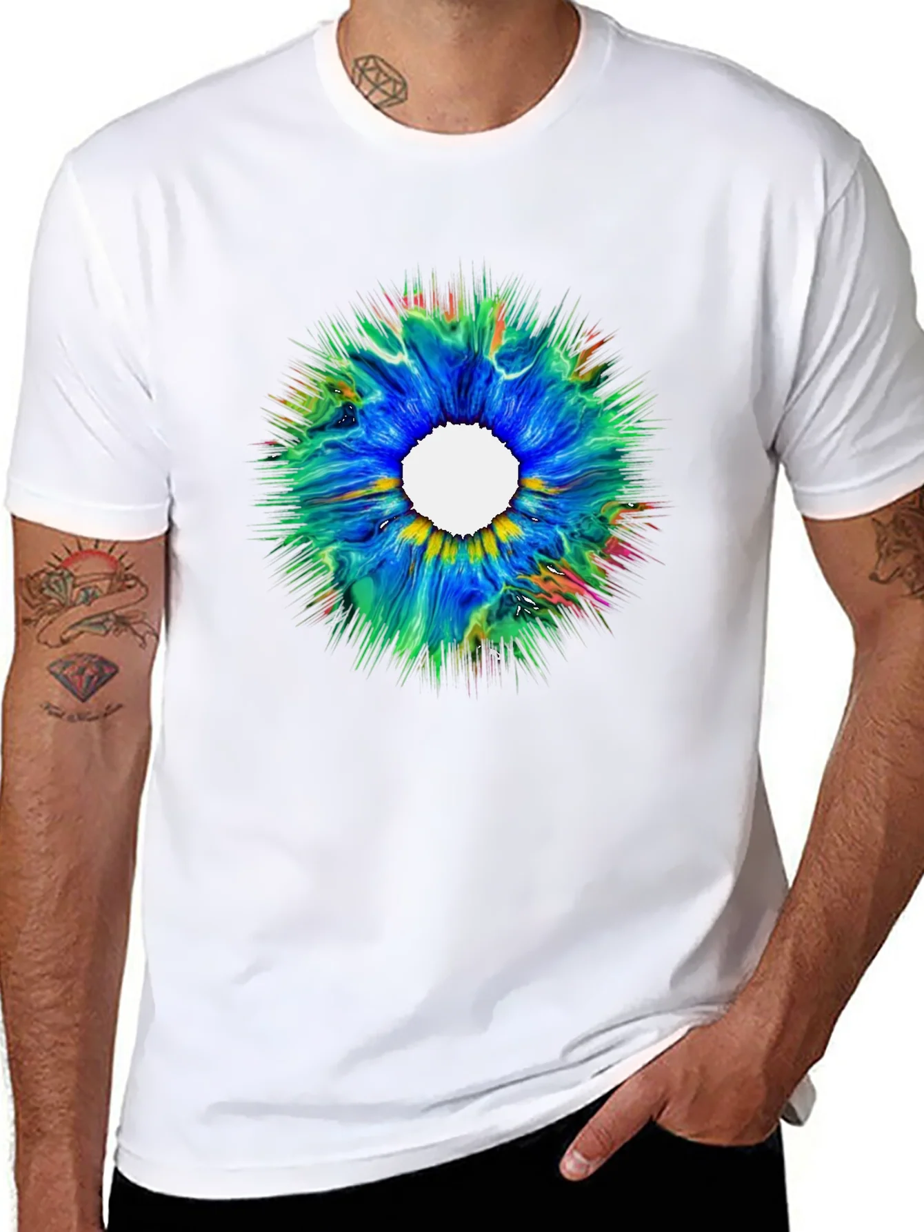 Abstract Burst Graphic Black T-Shirt