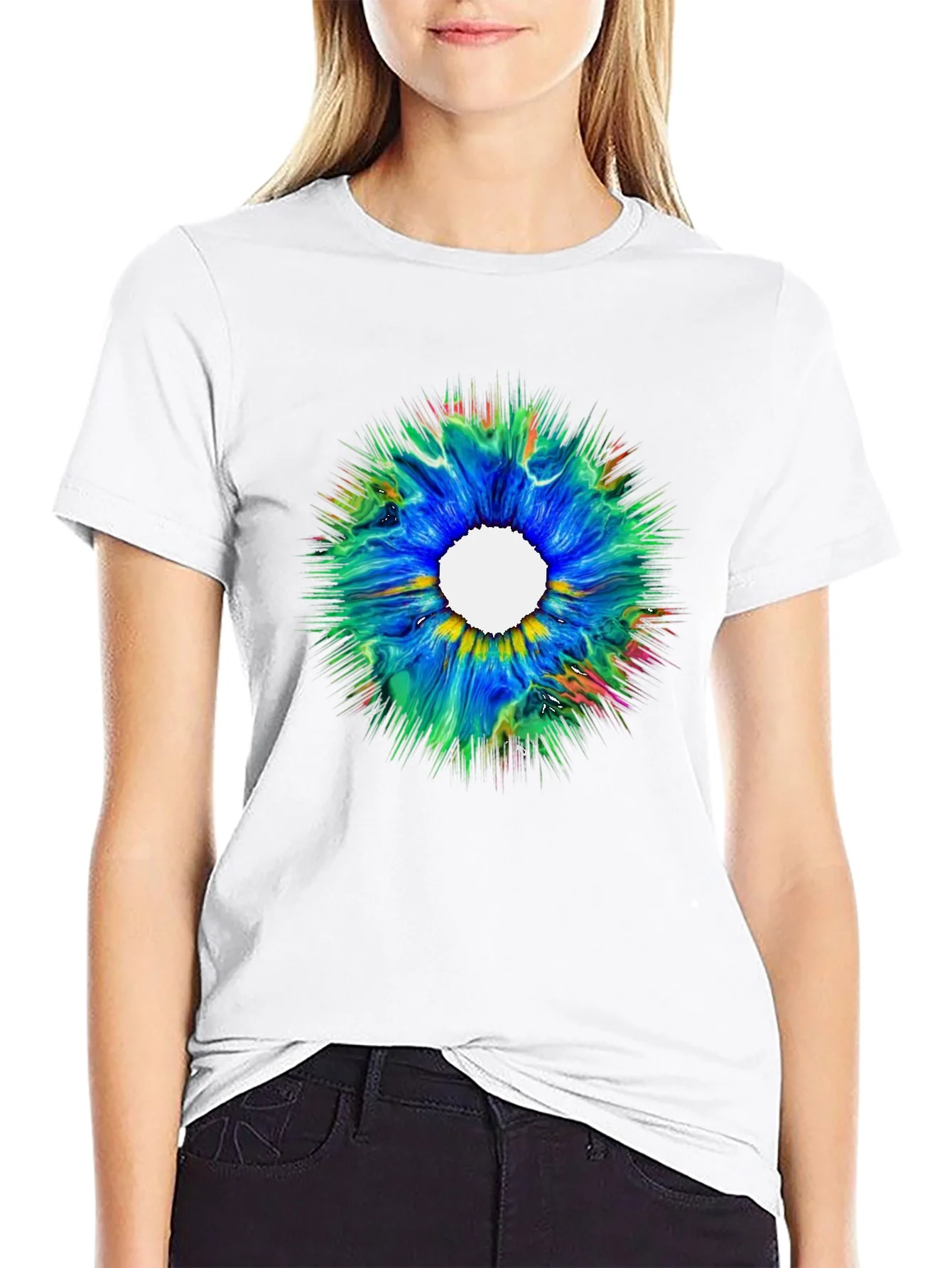 Abstract Burst Graphic Black T-Shirt