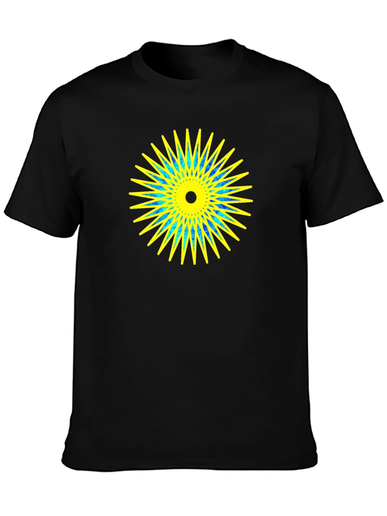 Geometric Starburst Graphic Black T-Shirt