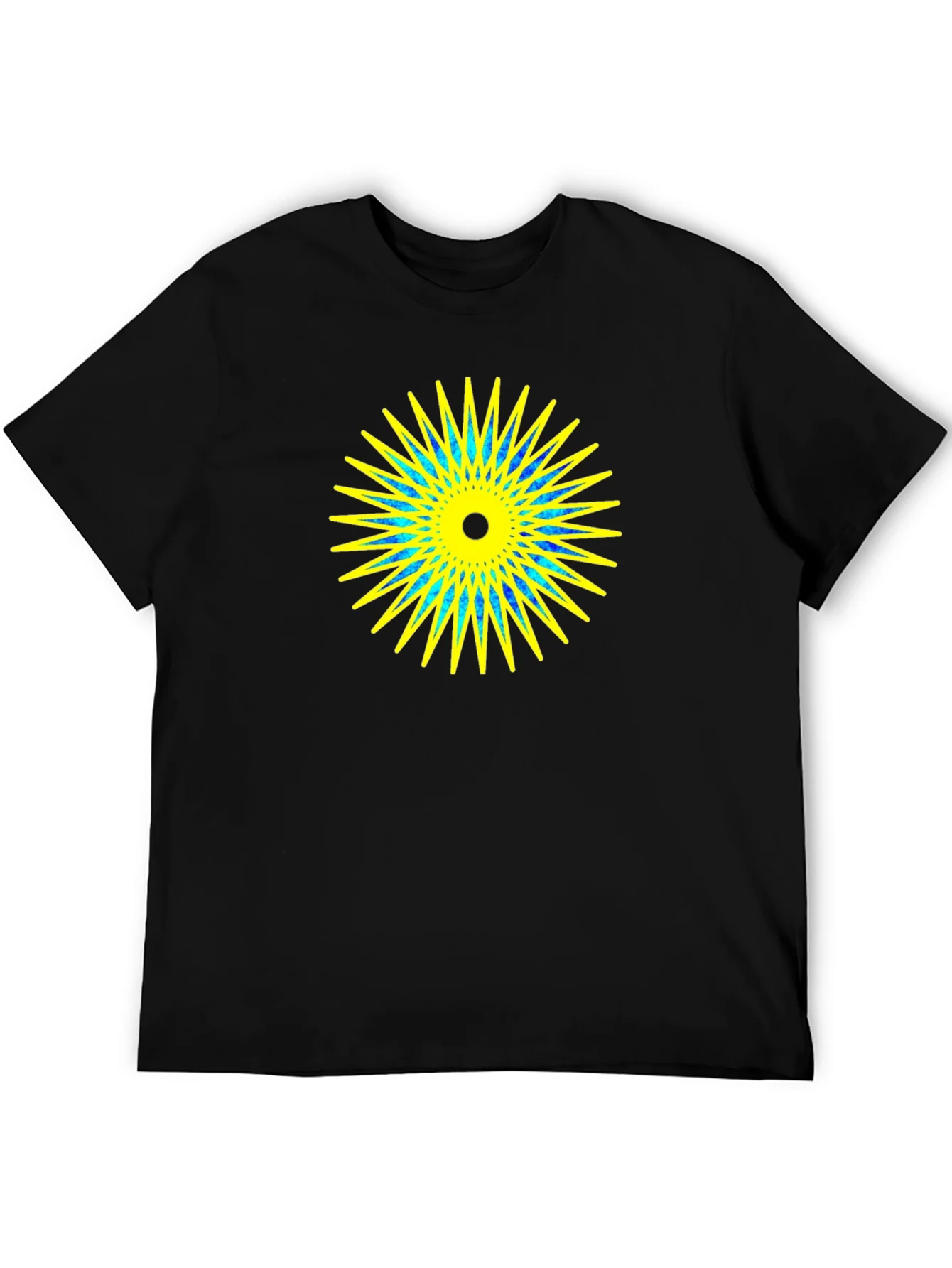 Geometric Starburst Graphic Black T-Shirt
