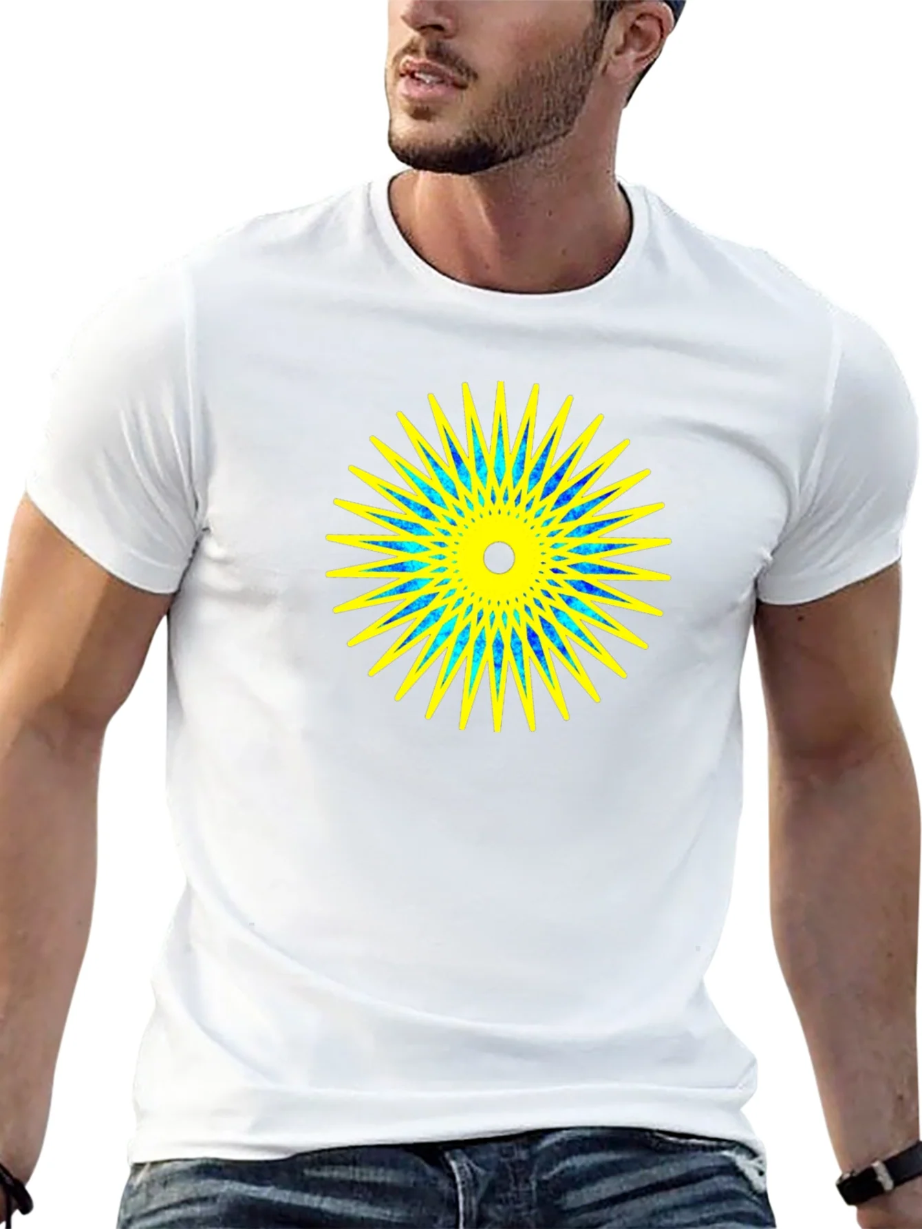 Geometric Starburst Graphic Black T-Shirt