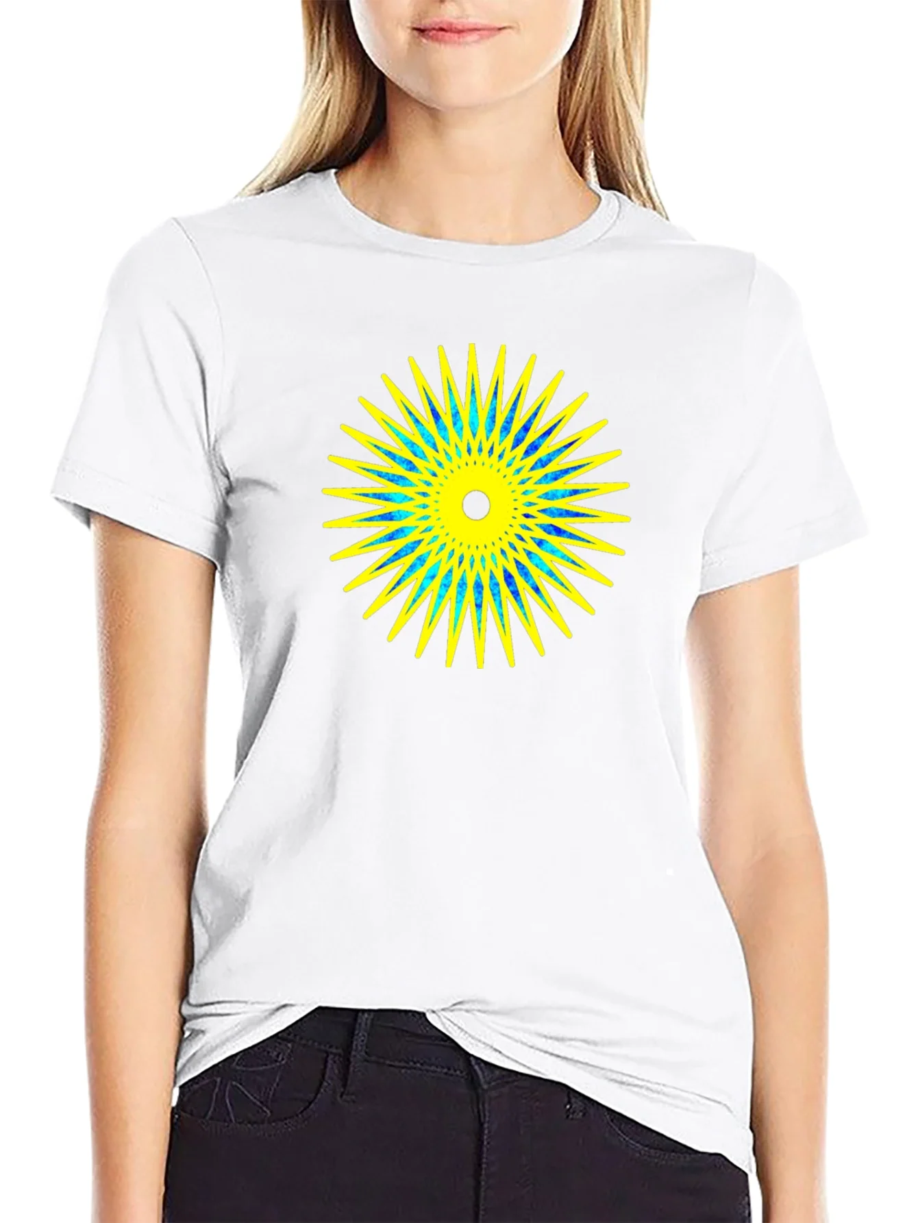 Geometric Starburst Graphic Black T-Shirt