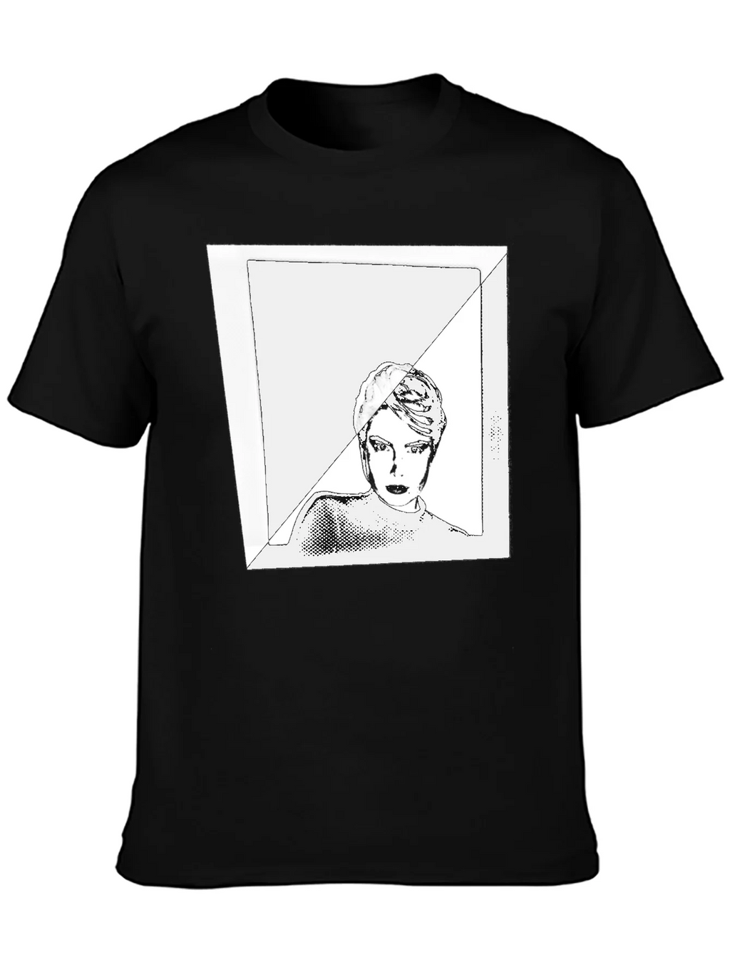 Black Graphic Tee with Edgy Portrait Design