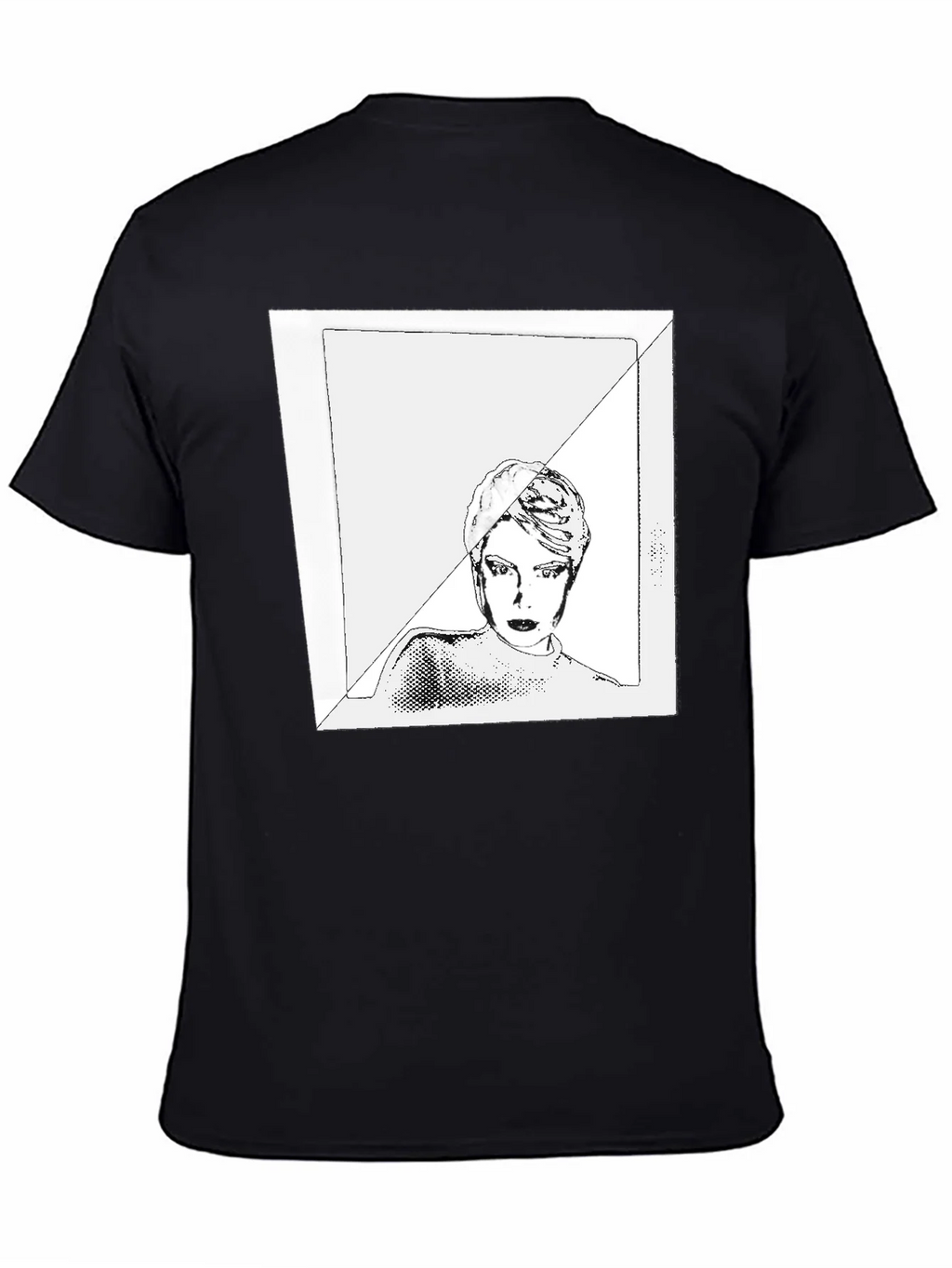 Black Graphic Tee with Edgy Portrait Design