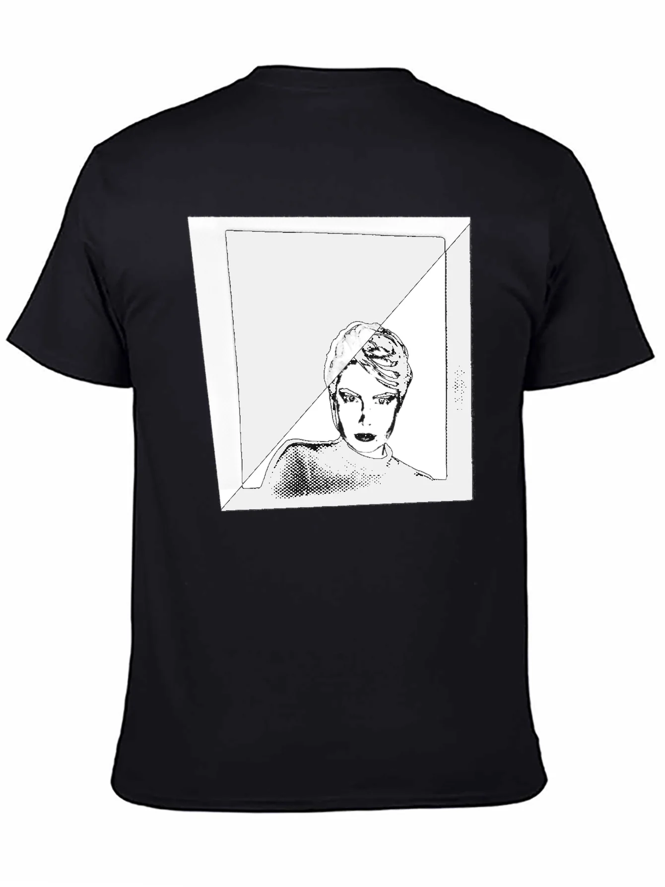 Black Graphic Tee with Edgy Portrait Design