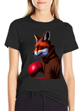 Fox Boxer Graphic Tee - Unique Animal Design T-Shirt