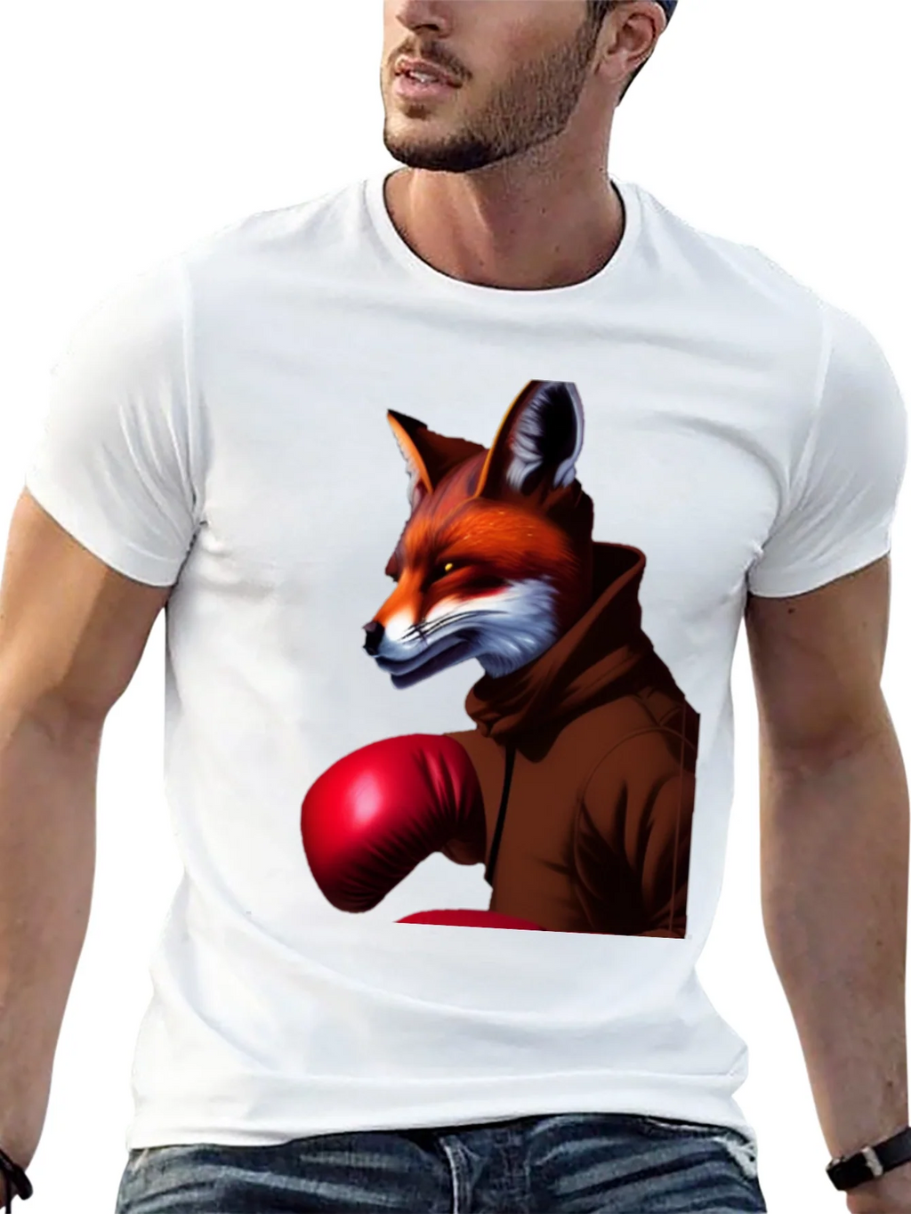 Fox Boxer Graphic Tee - Unique Animal Design T-Shirt