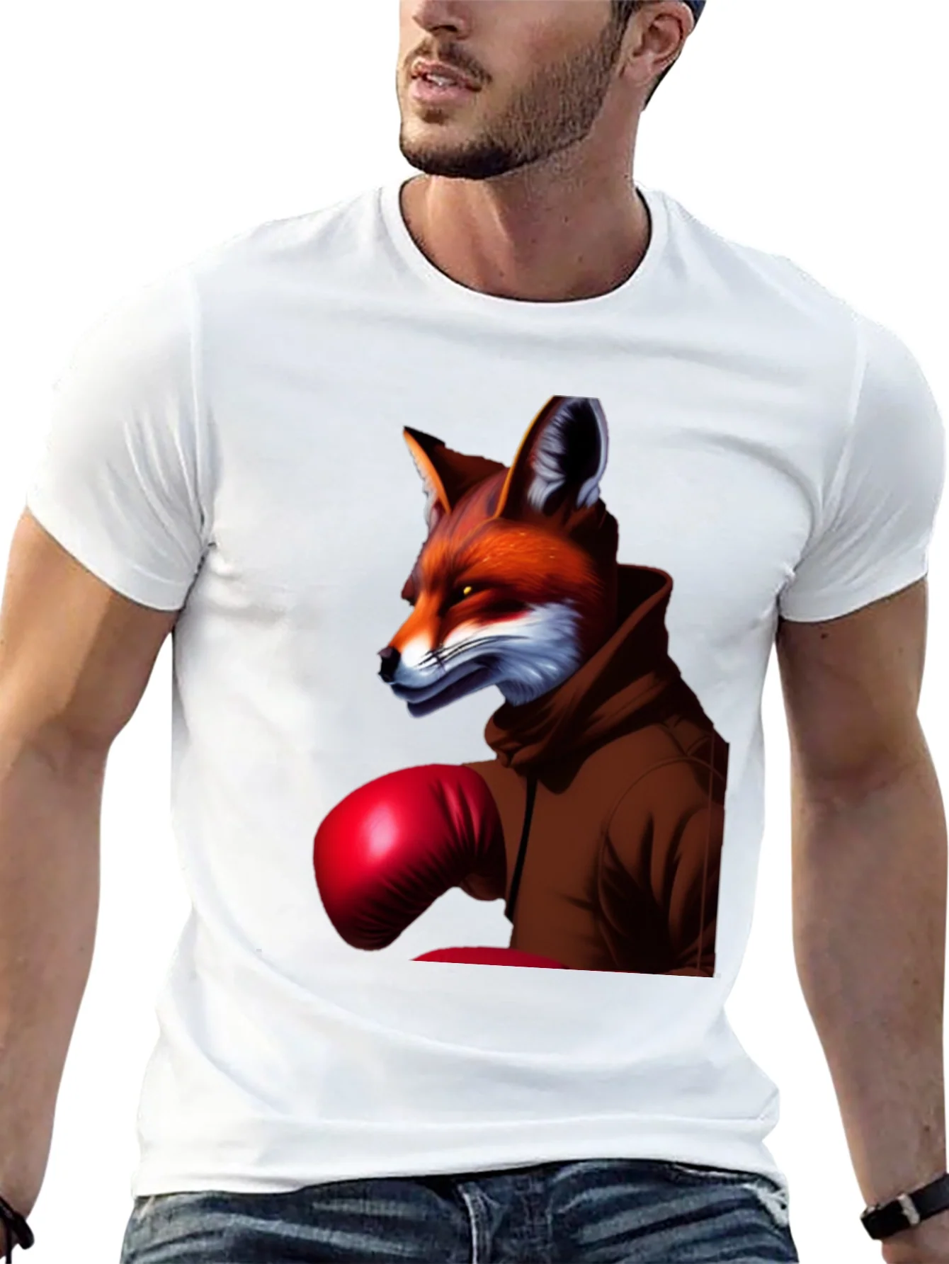 Fox Boxer Graphic Tee - Unique Animal Design T-Shirt