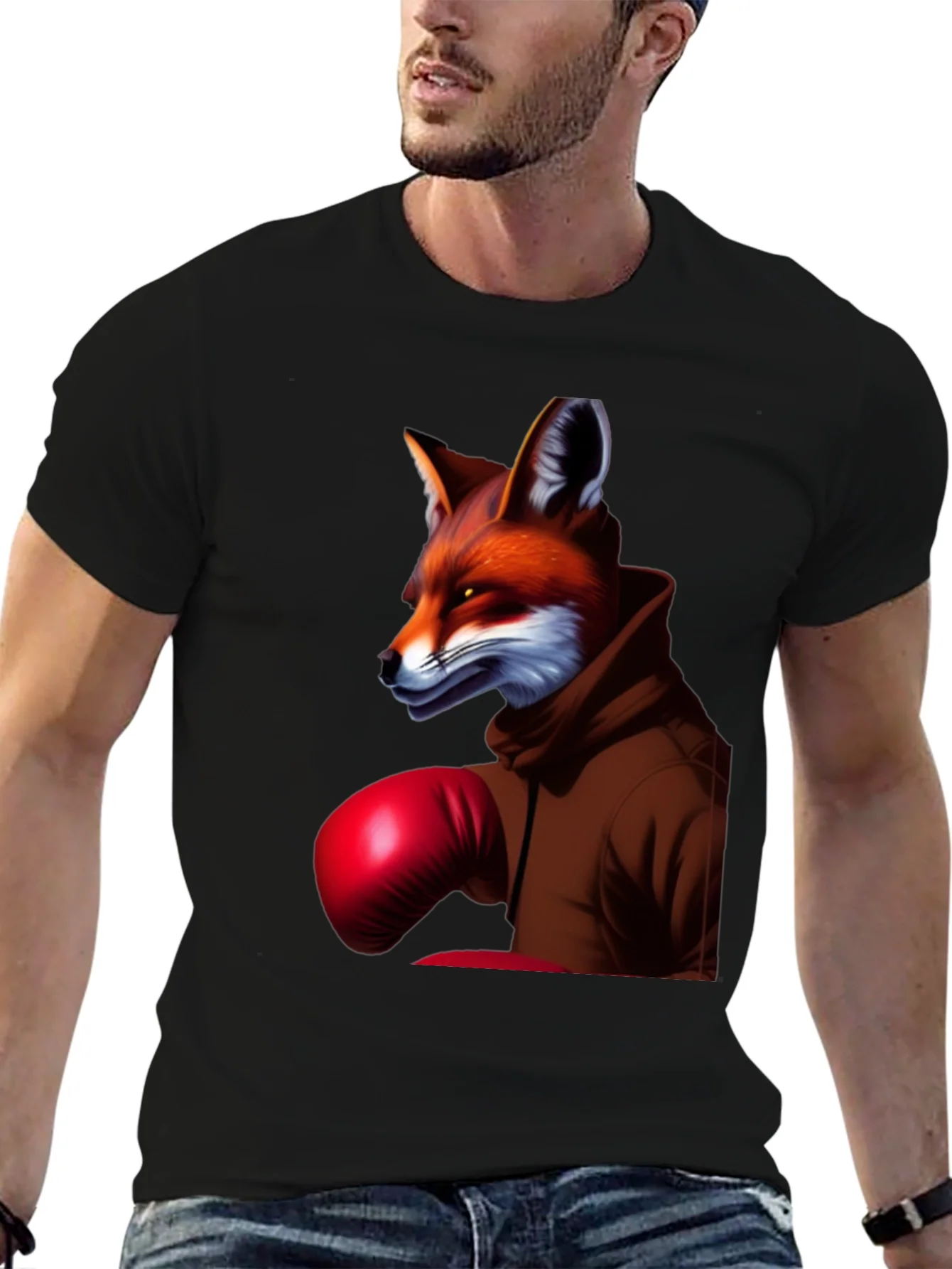 Fox Boxer Graphic Tee - Unique Animal Design T-Shirt