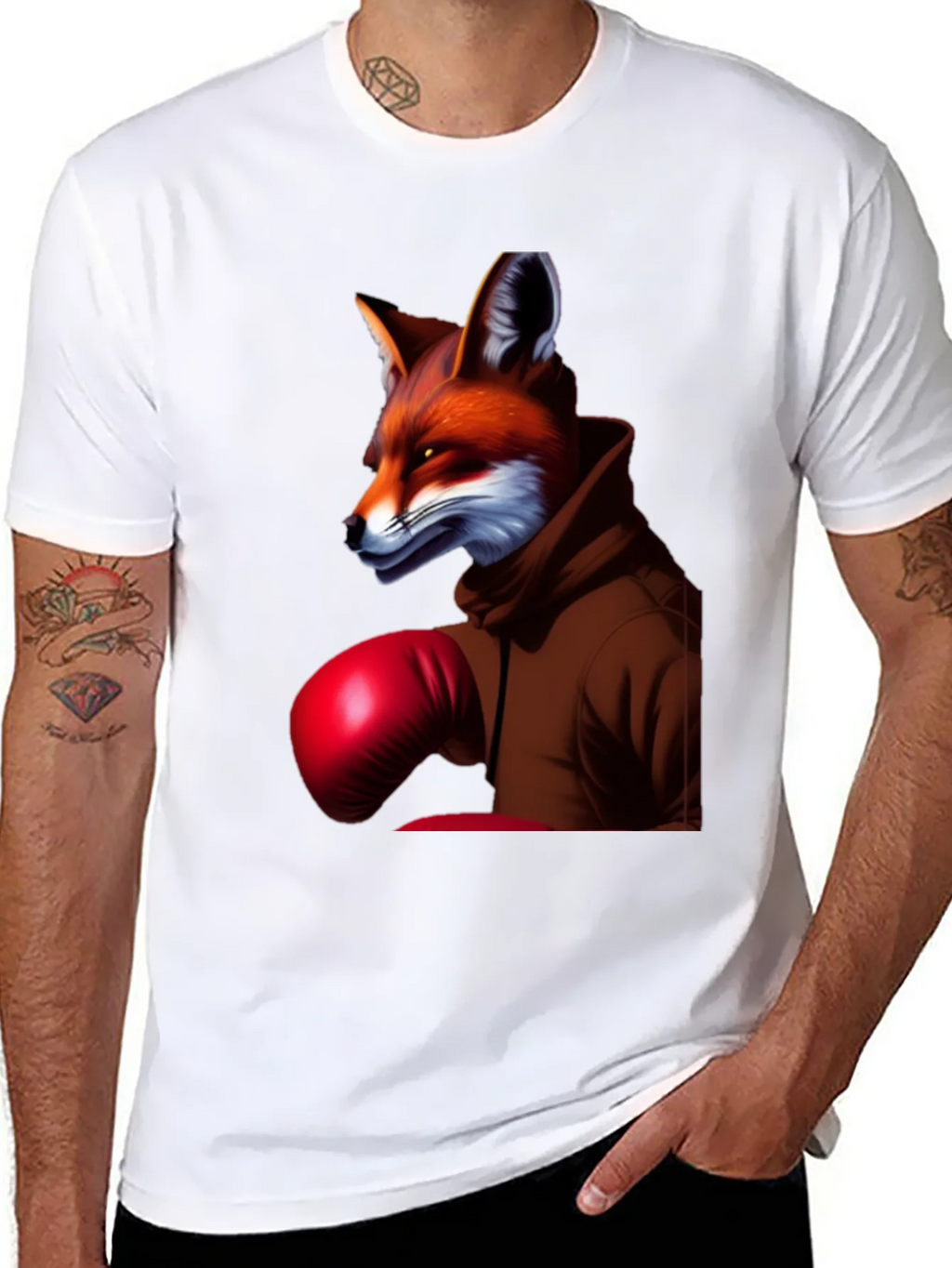 Fox Boxer Graphic Tee - Unique Animal Design T-Shirt