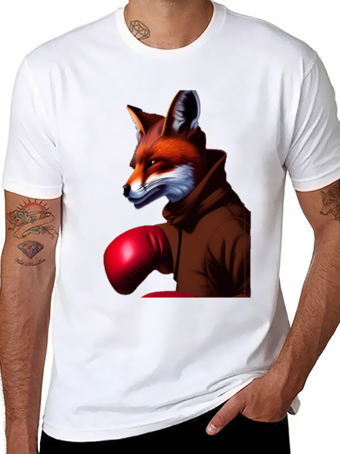 Fox Boxer Graphic Tee - Unique Animal Design T-Shirt