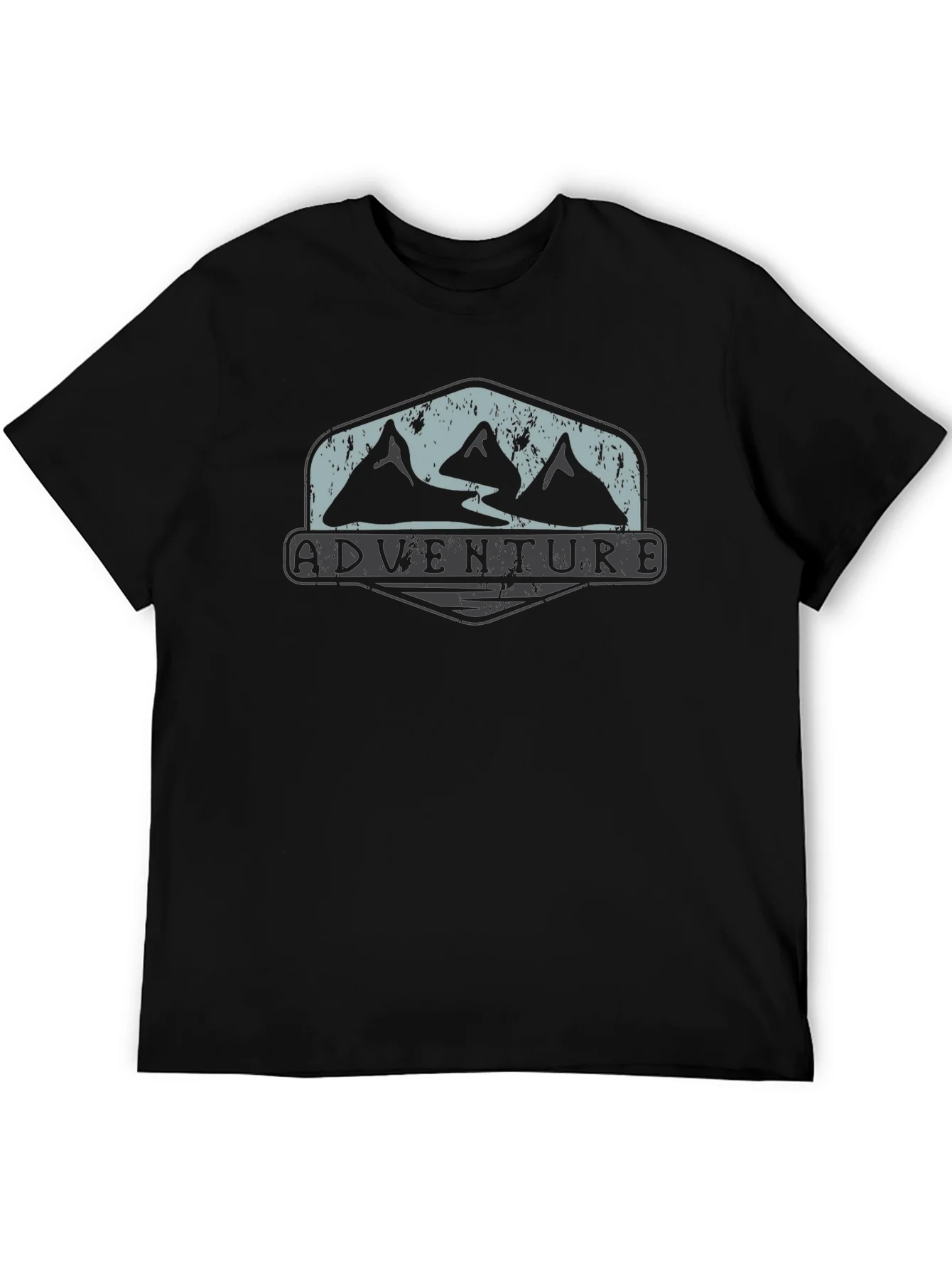 Adventure Mountain Graphic Tee - Black Cotton