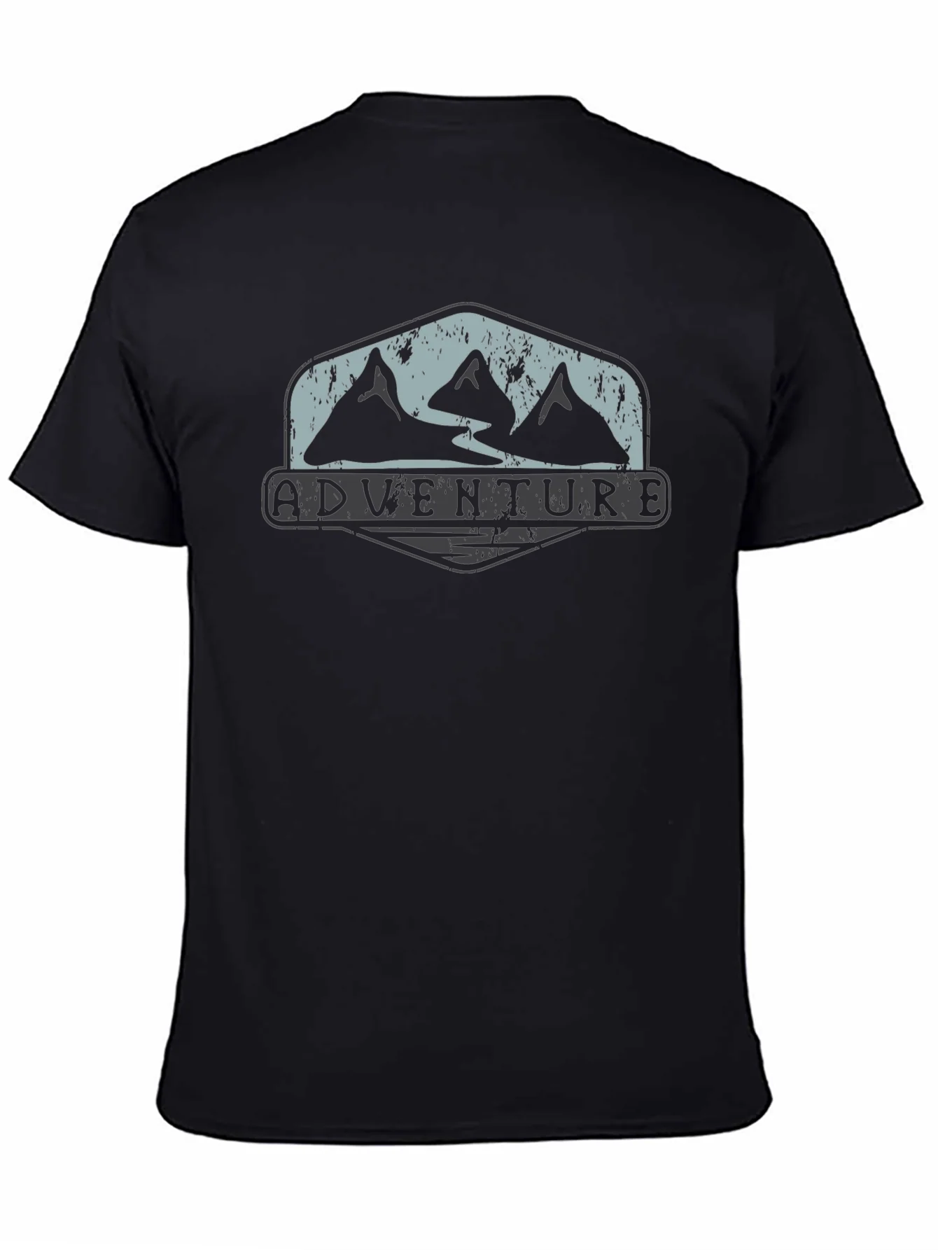 Adventure Mountain Graphic Tee - Black Cotton