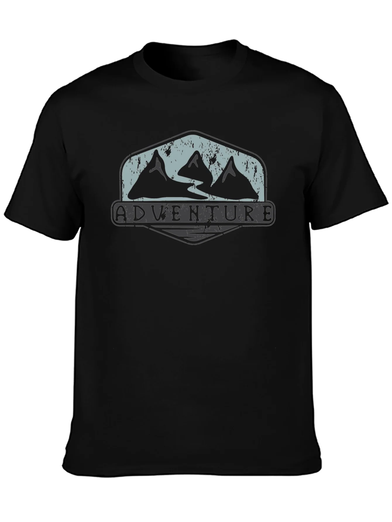 Adventure Mountain Graphic Tee - Black Cotton