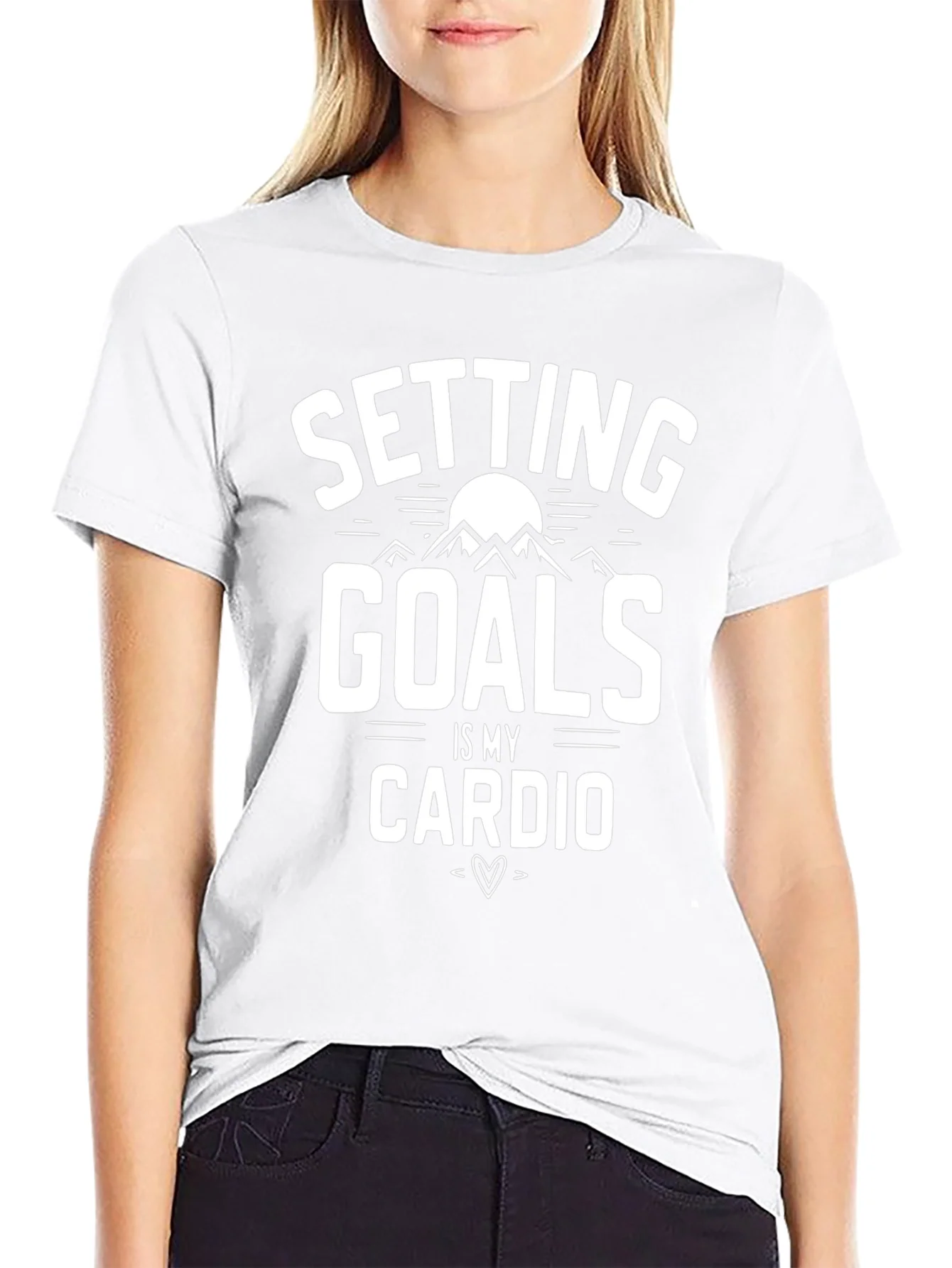 Setting Goals is My Cardio Black Graphic T-Shirt