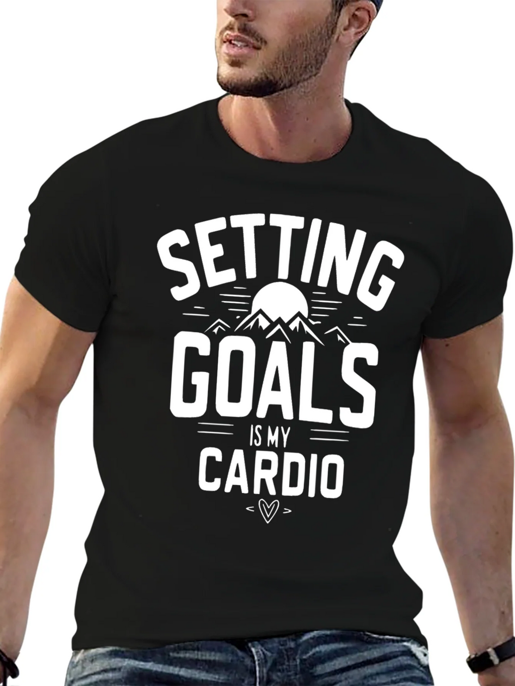 Setting Goals is My Cardio Black Graphic T-Shirt
