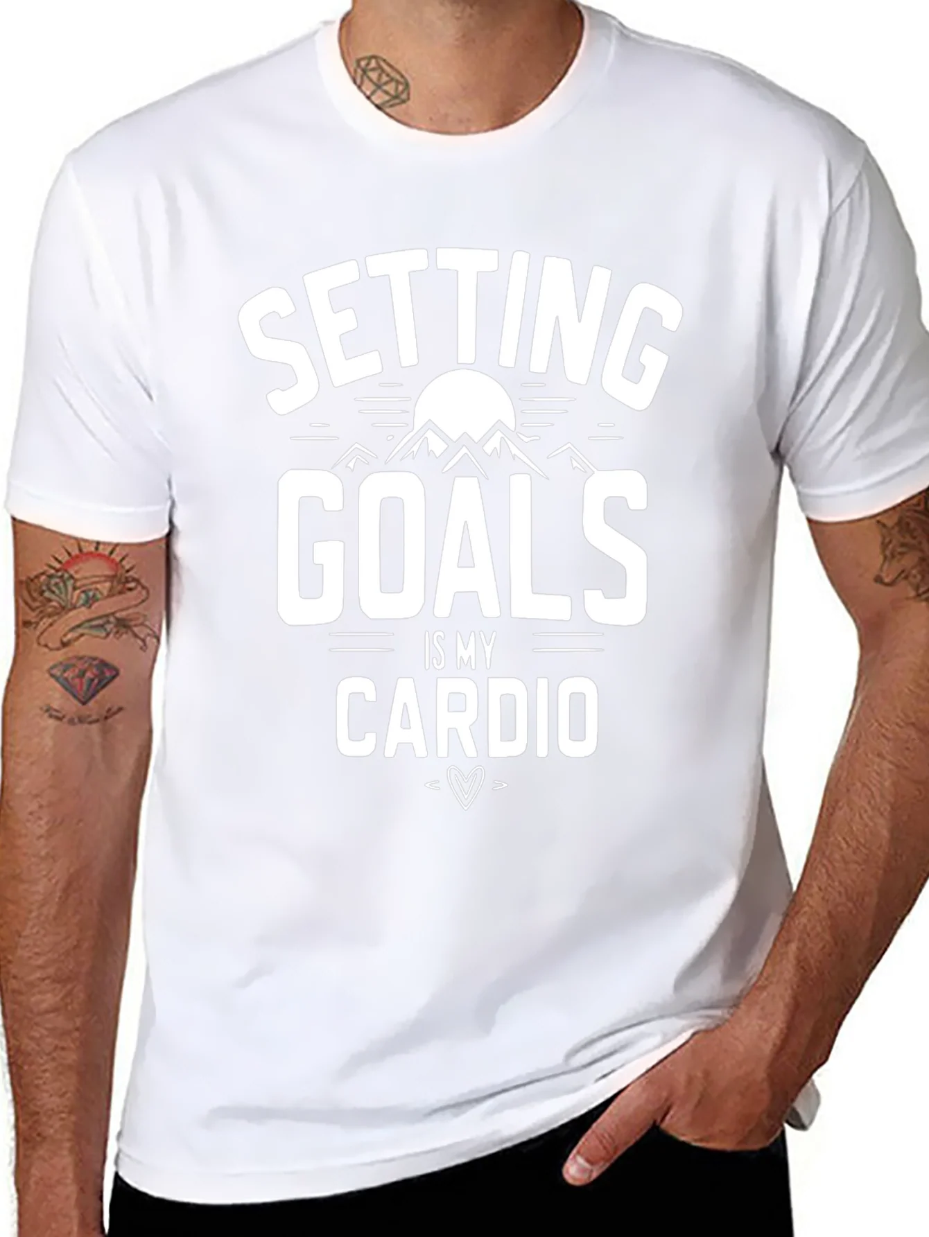 Setting Goals is My Cardio Black Graphic T-Shirt
