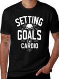 Setting Goals is My Cardio Black Graphic T-Shirt