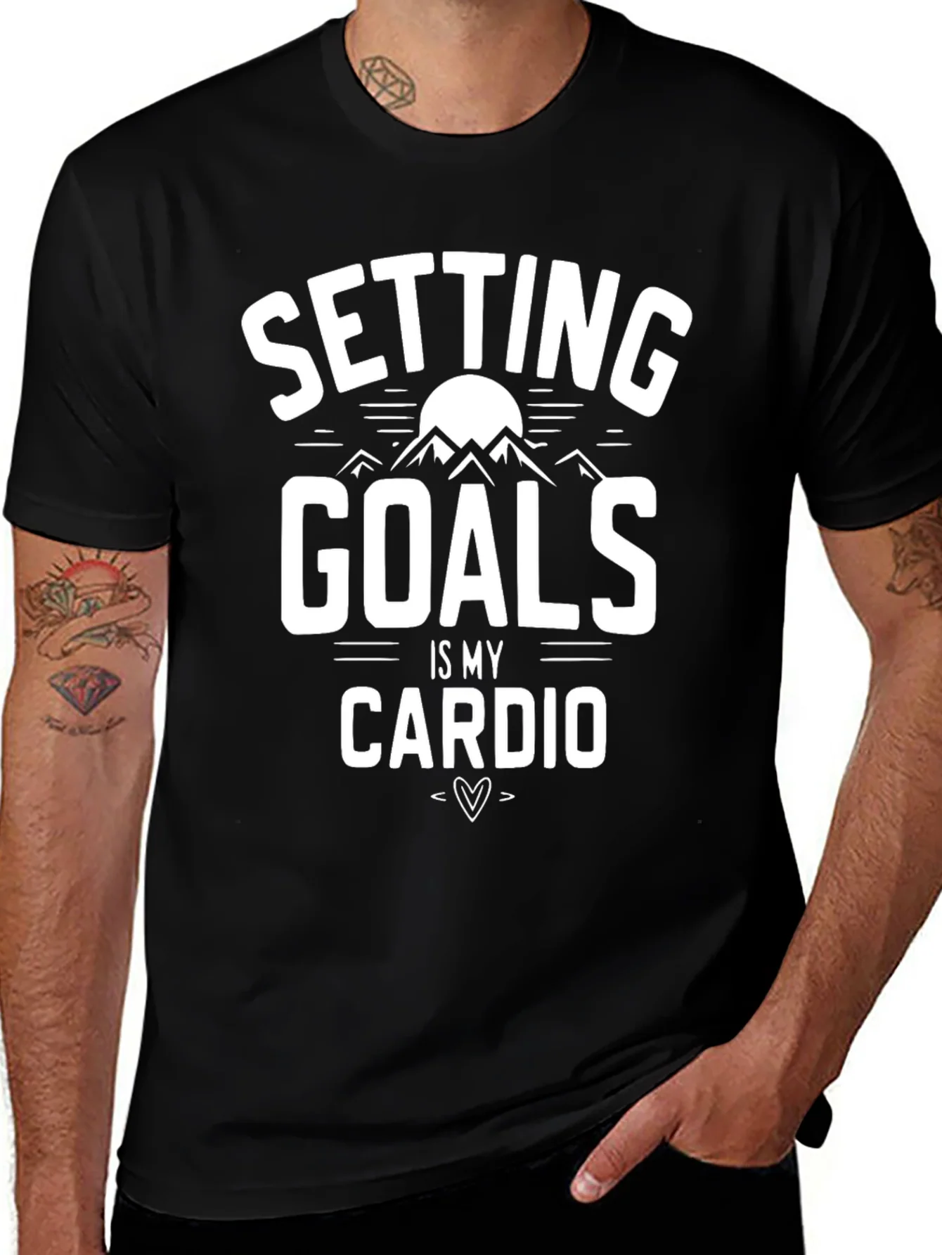 Setting Goals is My Cardio Black Graphic T-Shirt