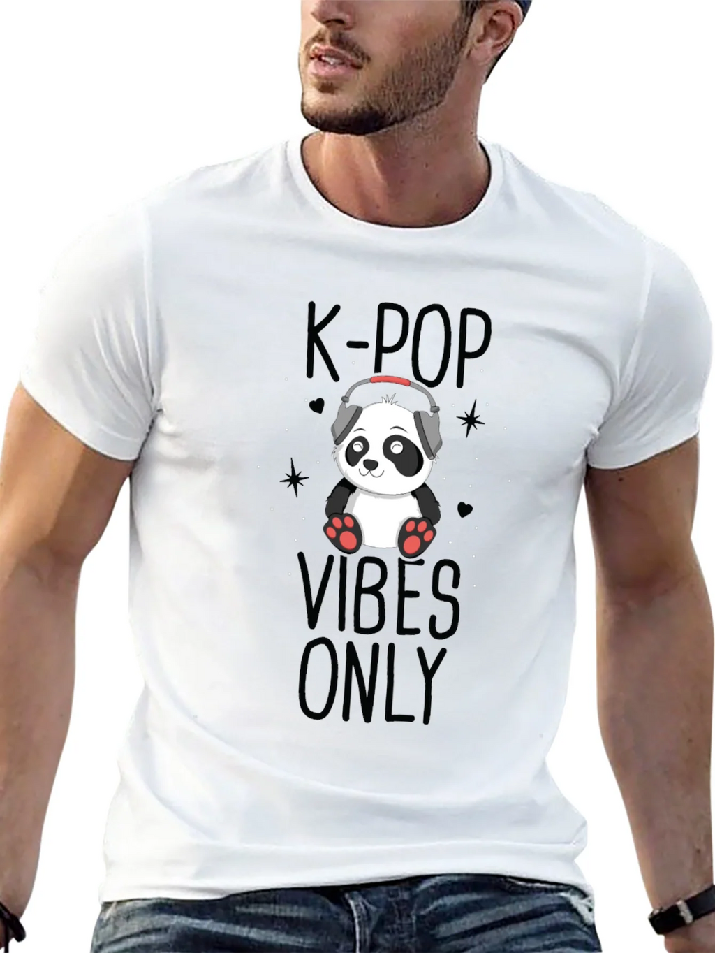 K-Pop Vibes Only Panda Black T-Shirt