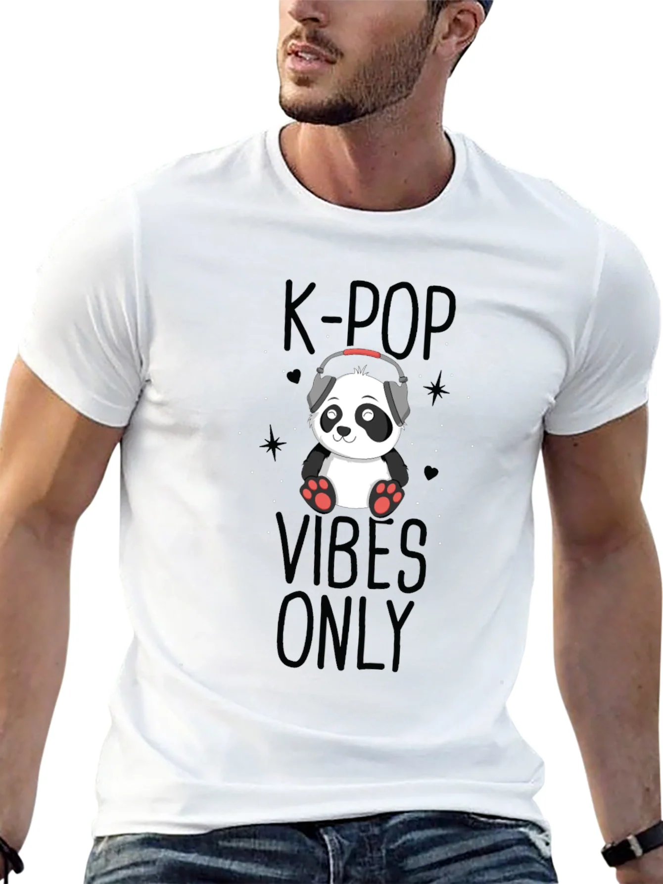 K-Pop Vibes Only Panda Black T-Shirt