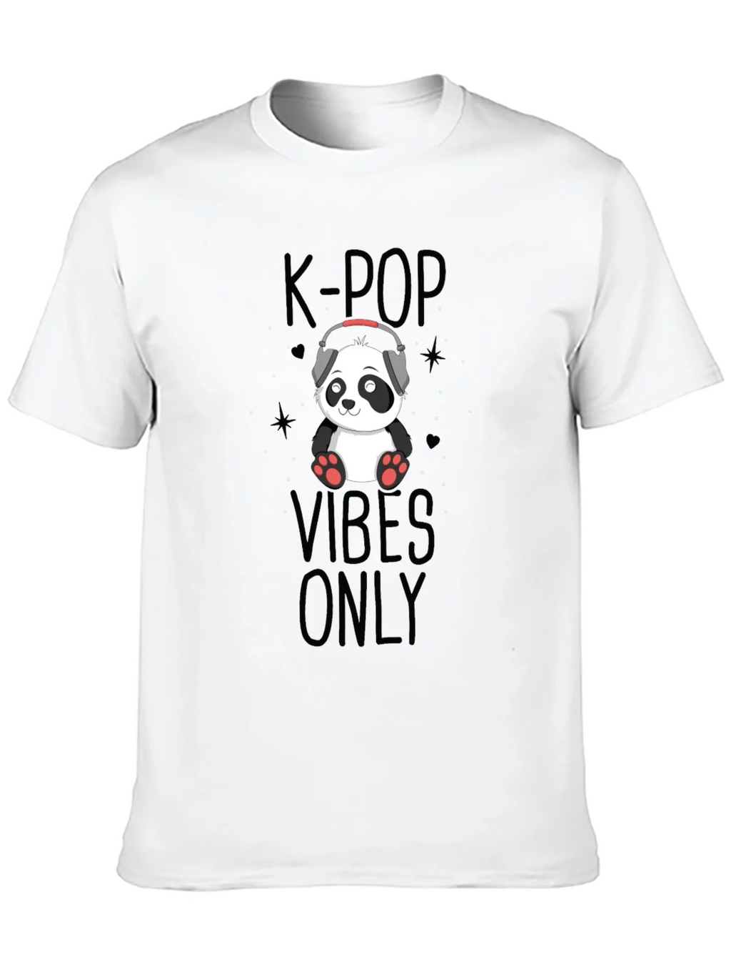 K-Pop Vibes Only Panda Black T-Shirt