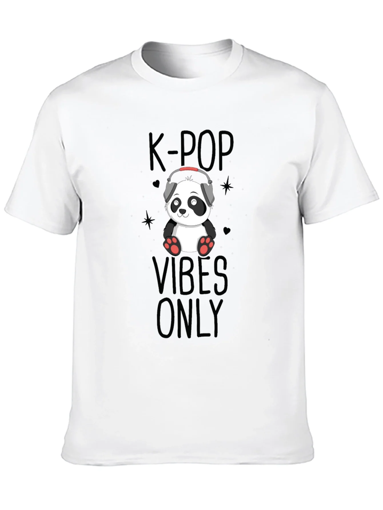 K-Pop Vibes Only Panda Black T-Shirt