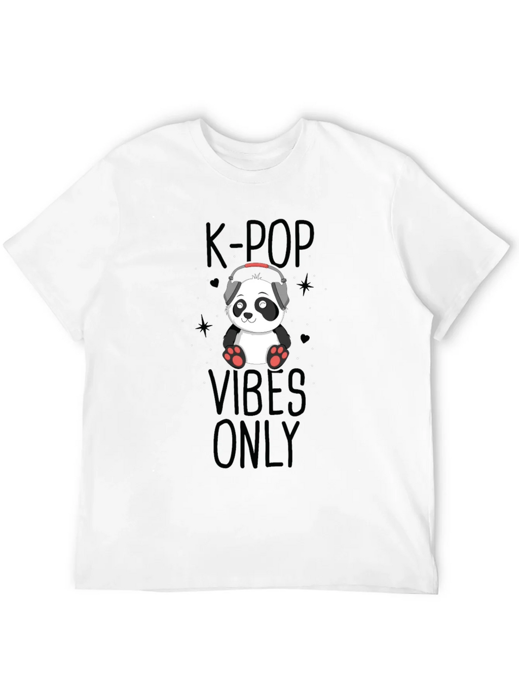 K-Pop Vibes Only Panda Black T-Shirt