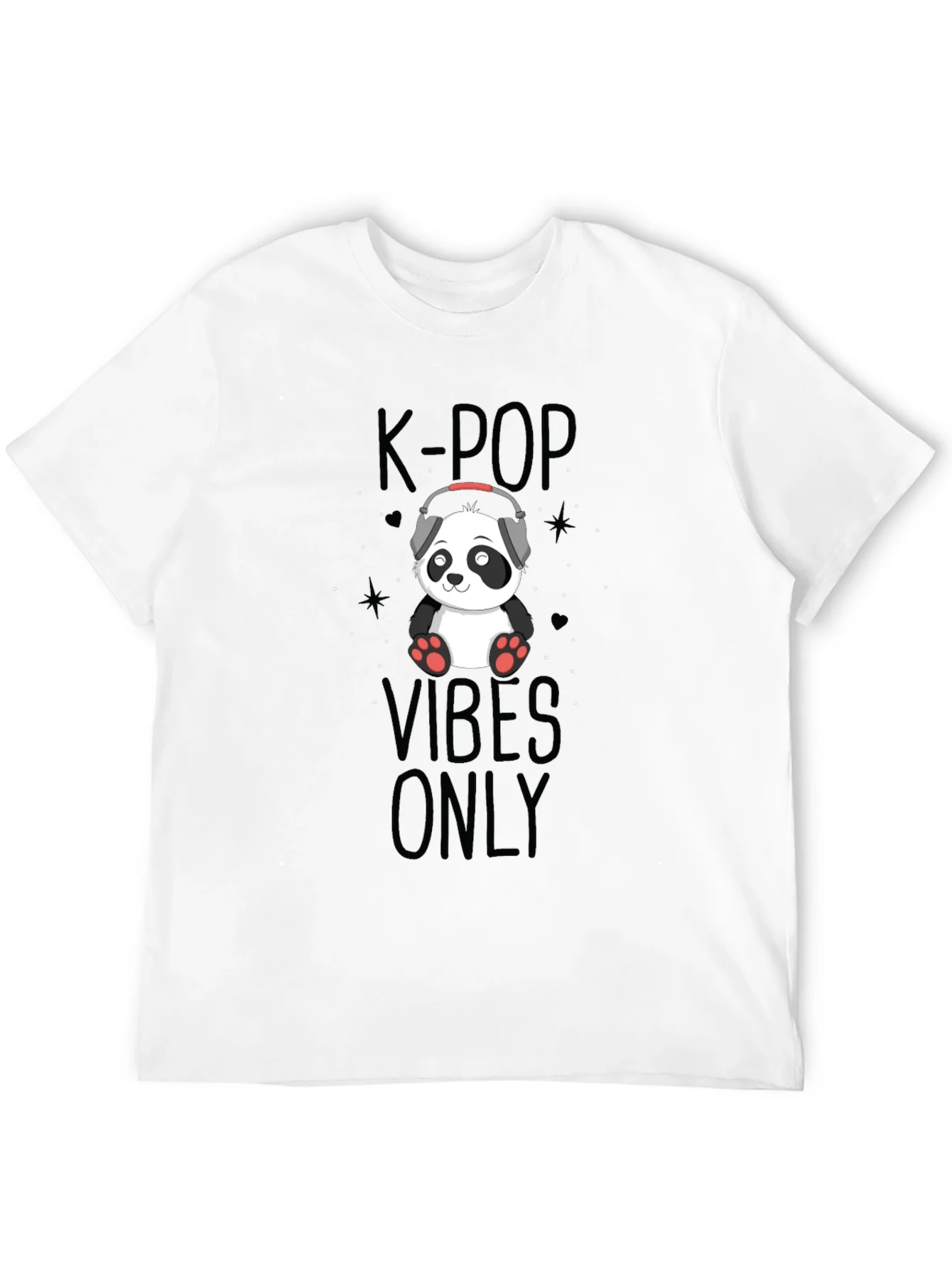 K-Pop Vibes Only Panda Black T-Shirt