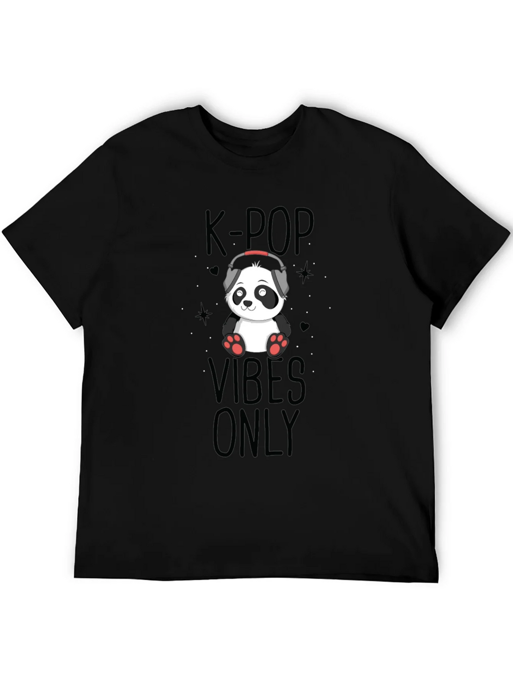 K-Pop Vibes Only Panda Black T-Shirt
