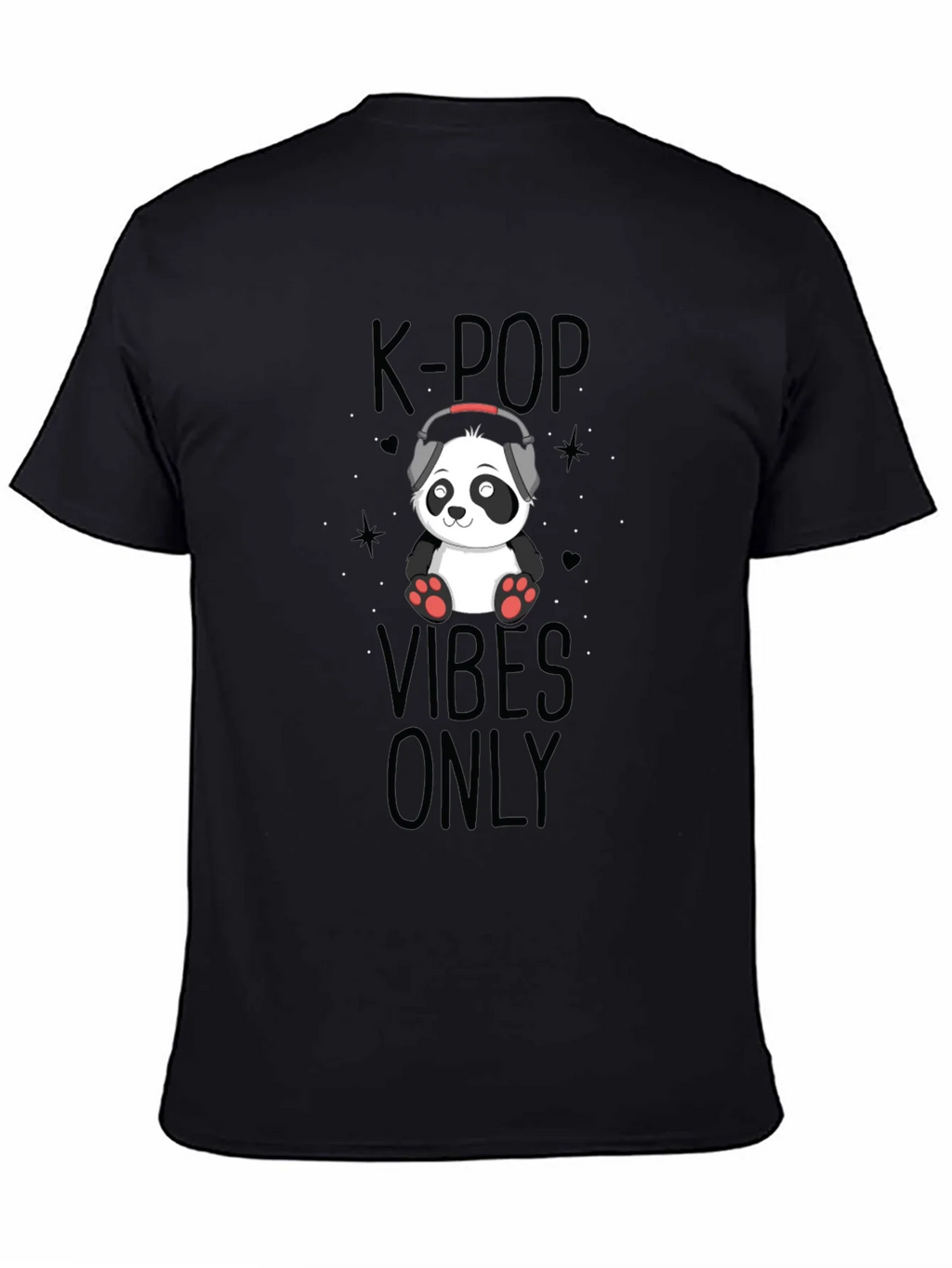 K-Pop Vibes Only Panda Black T-Shirt