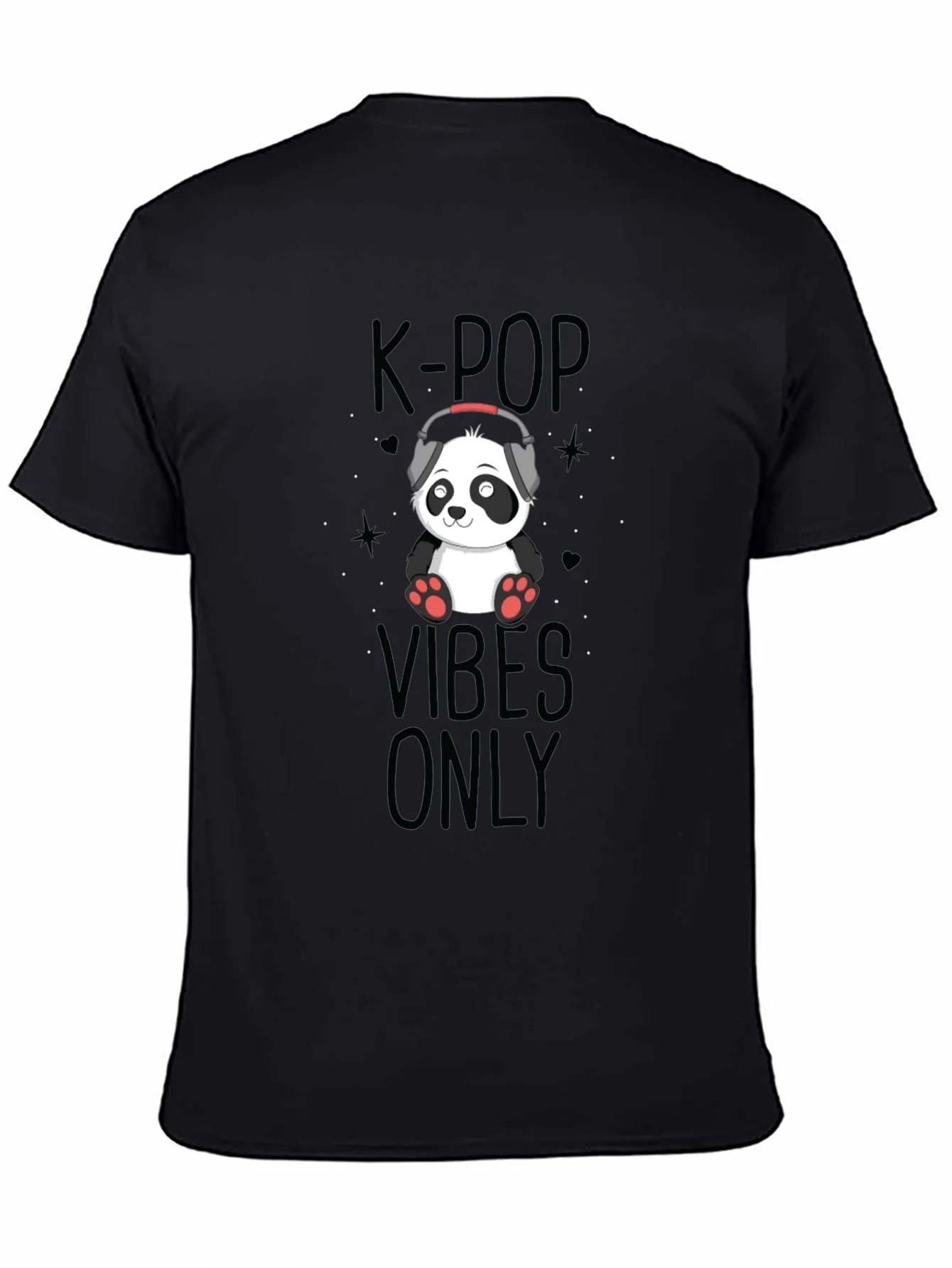 K-Pop Vibes Only Panda Black T-Shirt