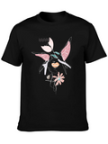 Abstract Floral Graphic Print Black T-Shirt